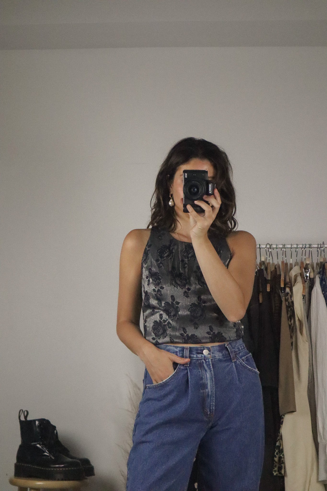 Made in Canada x Vintage x Metallic Floral Tank (M)