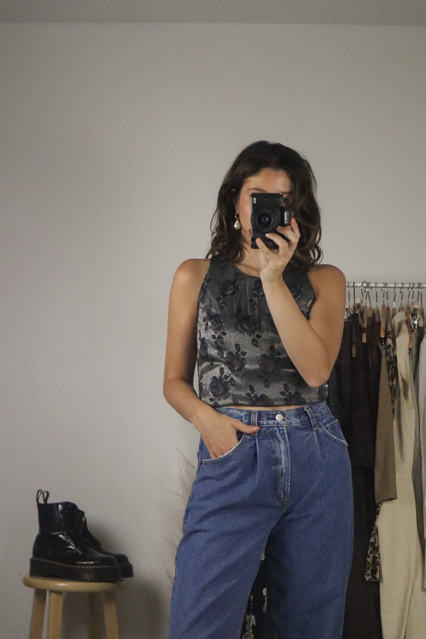 Made in Canada x Vintage x Metallic Floral Tank (M)