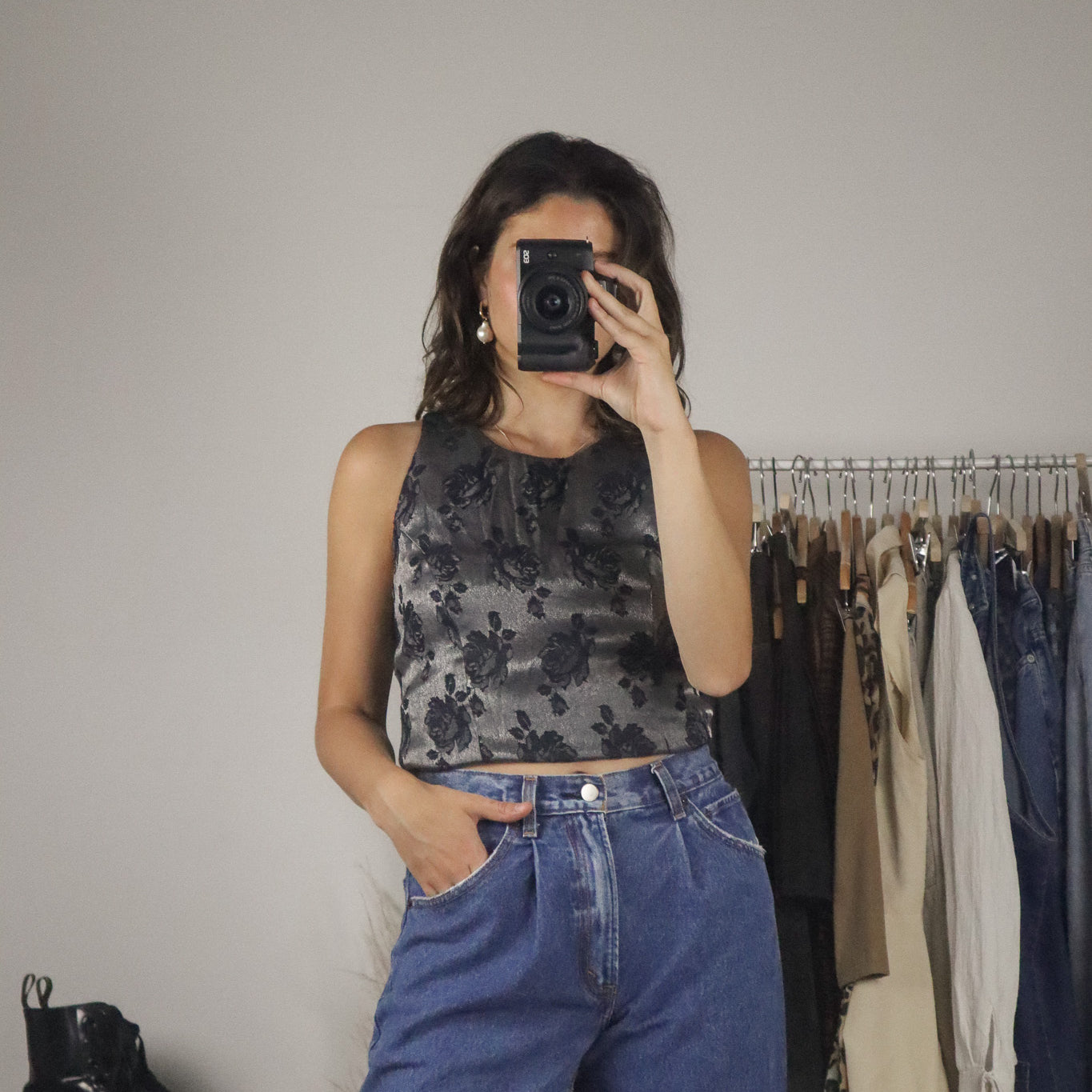 Made in Canada x Vintage x Metallic Floral Tank (M)