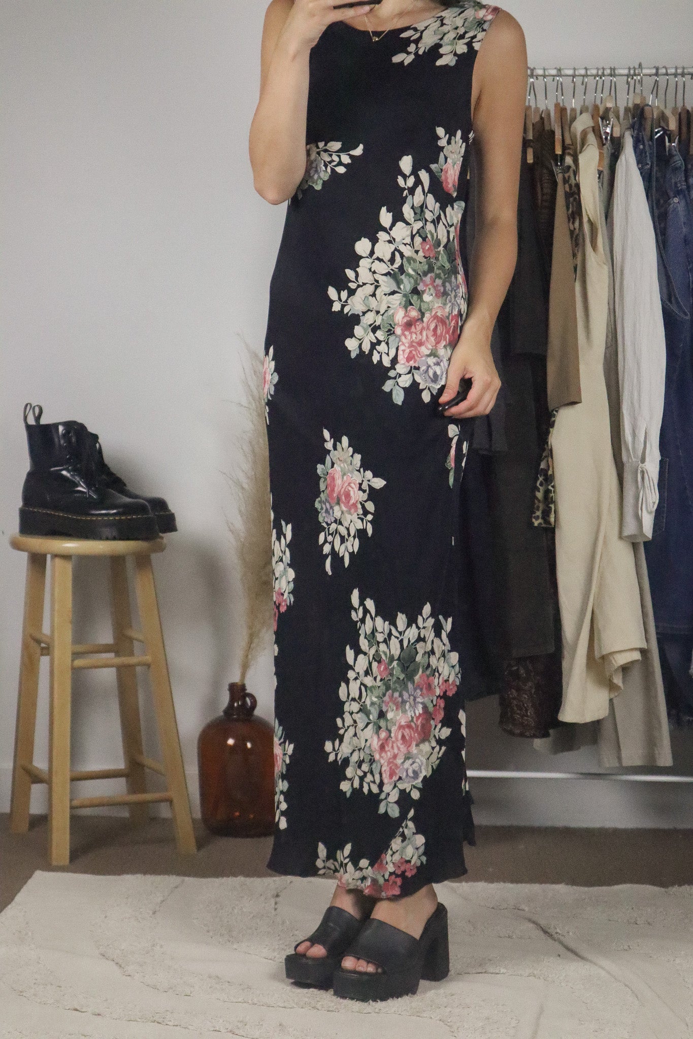 Vintage x Floral Maxi Dress (M)