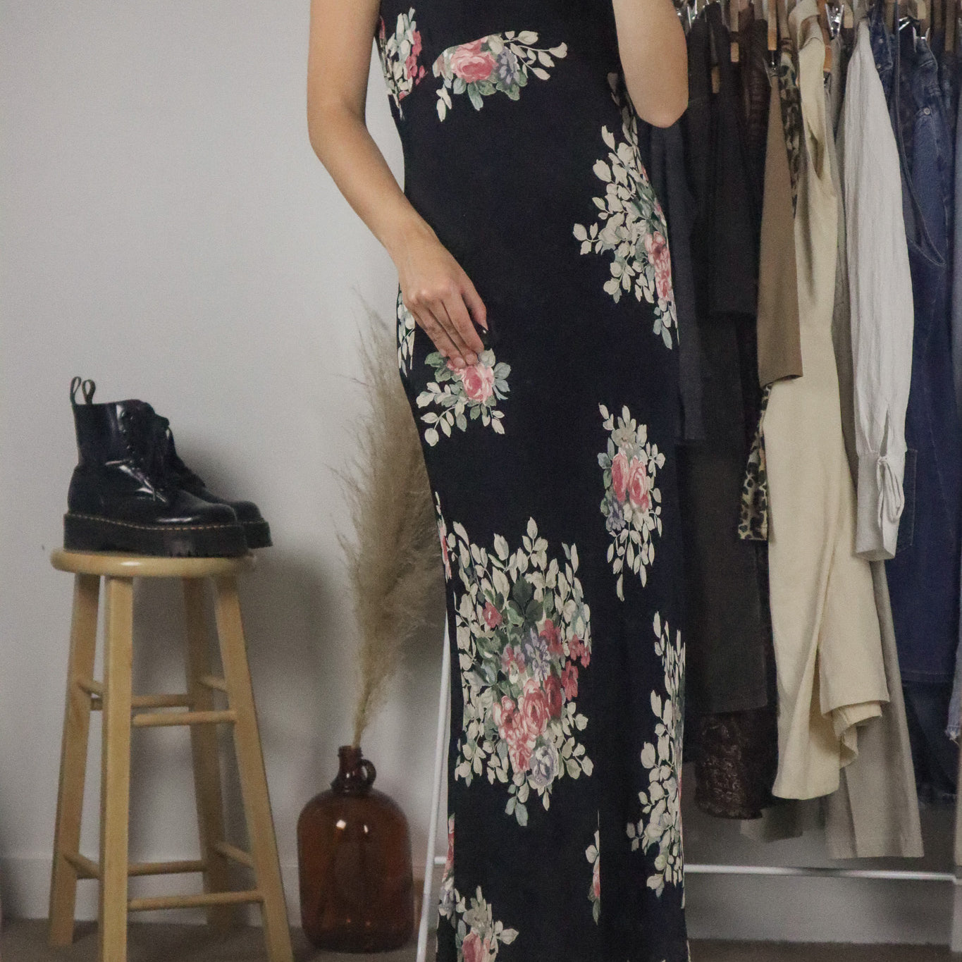 Vintage x Floral Maxi Dress (M)