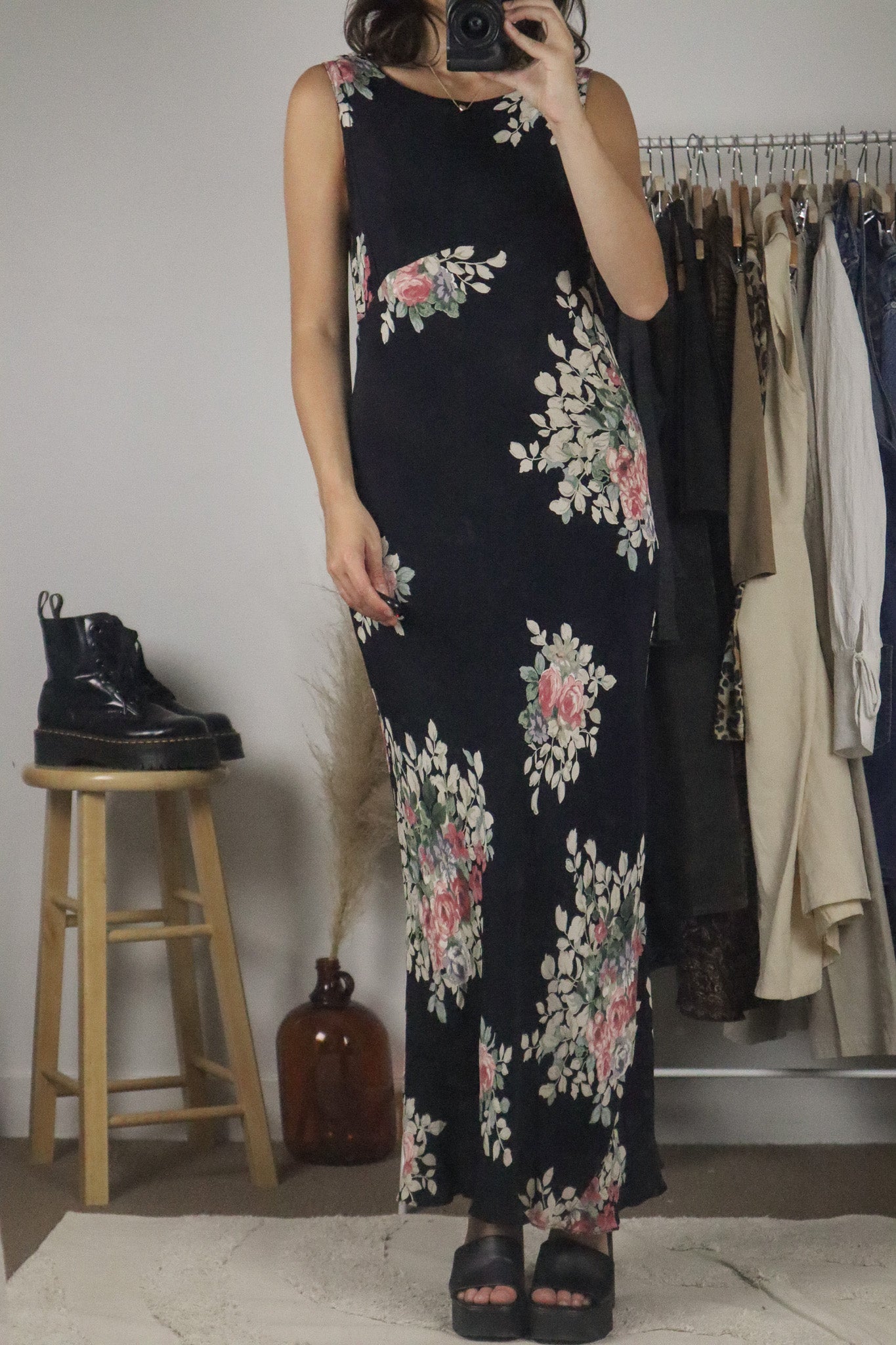 Vintage x Floral Maxi Dress (M)