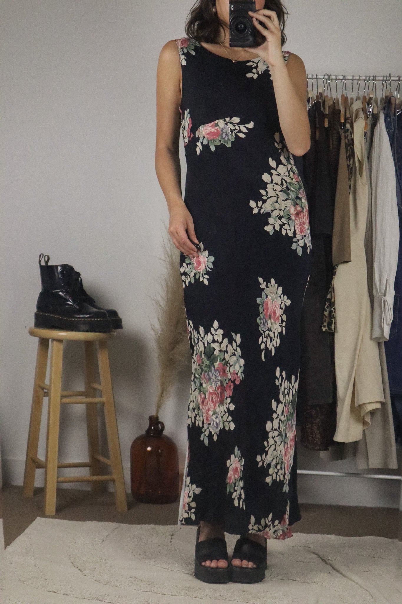 Vintage x Floral Maxi Dress (M)
