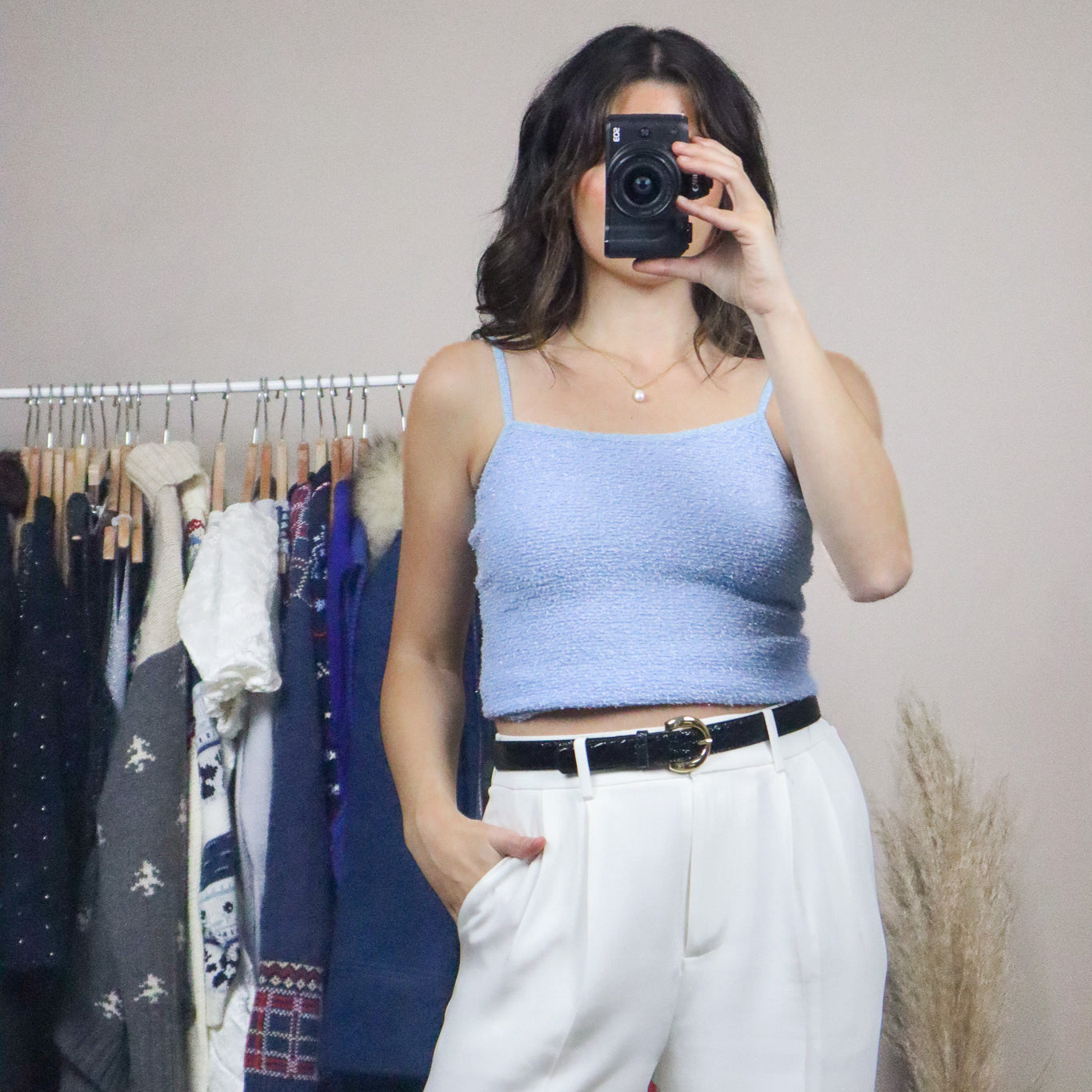 Made in USA x Vintage x Fuzzy Shimmer Tank (XXS/XS)