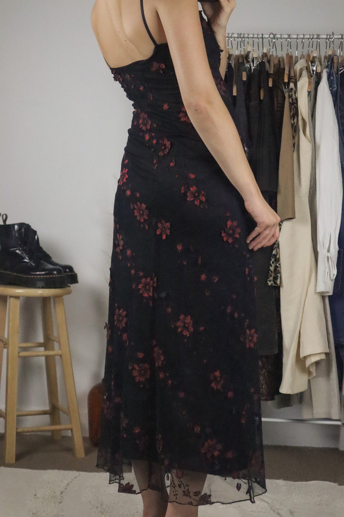 Made in USA x Vintage x Lace Floral Dress (XS/S)