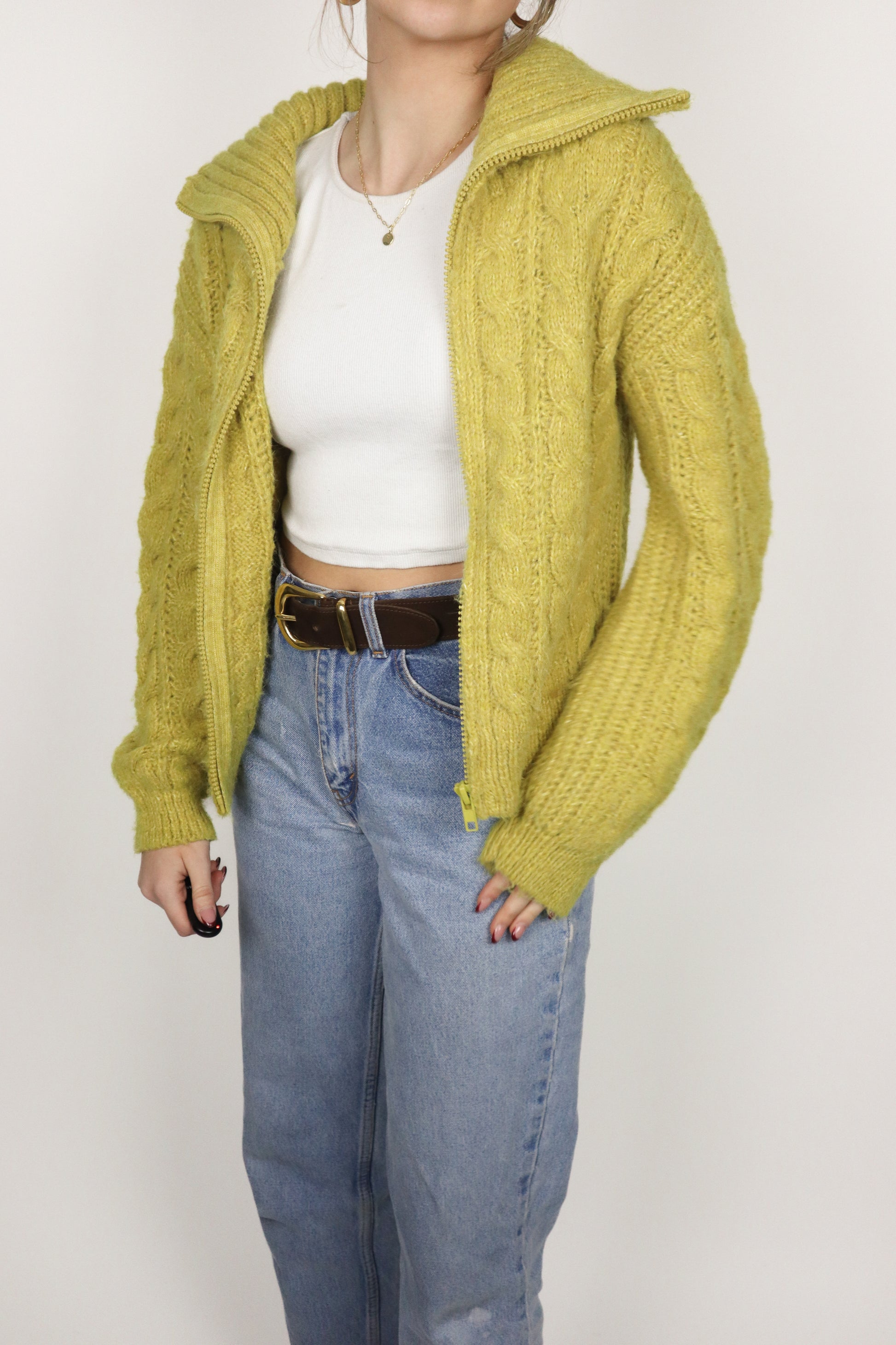 Modern x Cable Knit ZIp Up Cardigan (S)