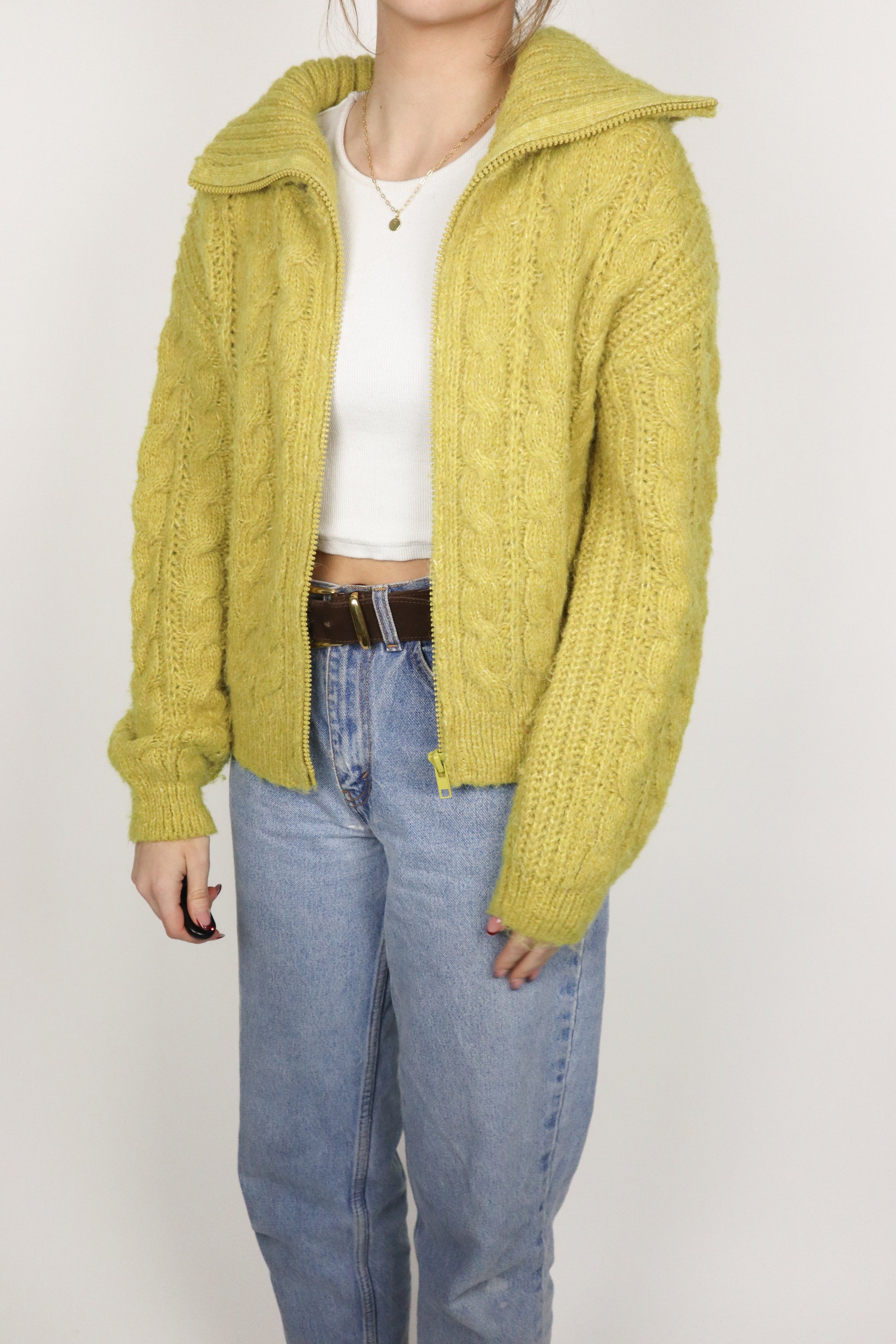 Modern x Cable Knit ZIp Up Cardigan (S)