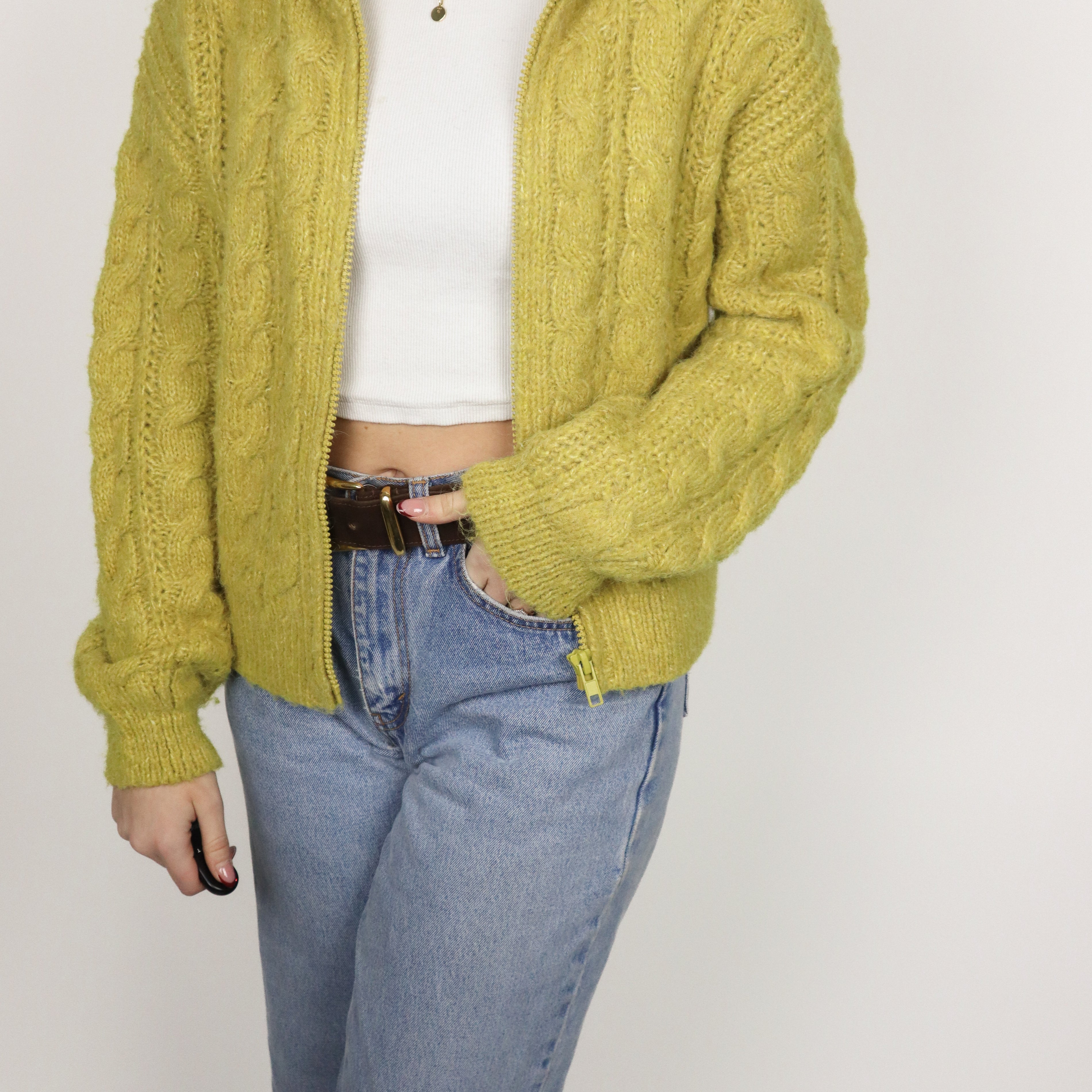 Modern x Cable Knit ZIp Up Cardigan (S)
