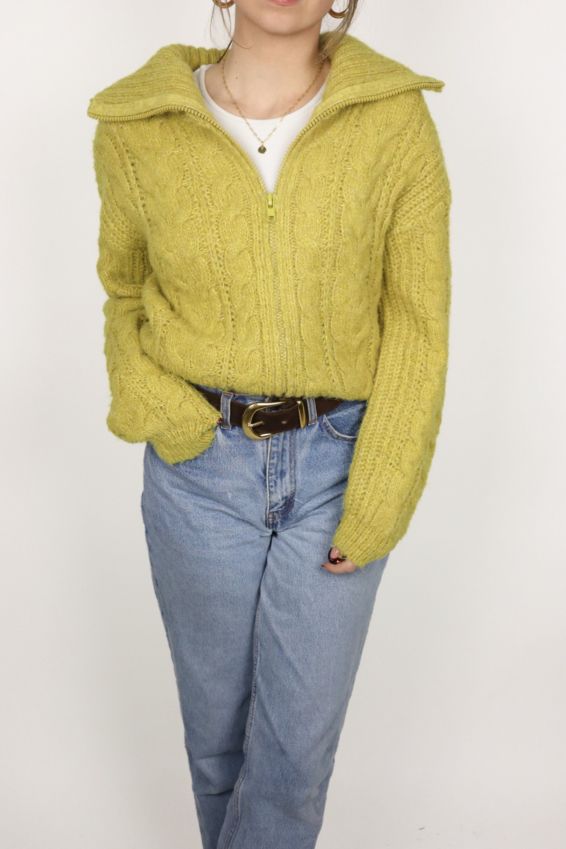 Modern x Cable Knit ZIp Up Cardigan (S)