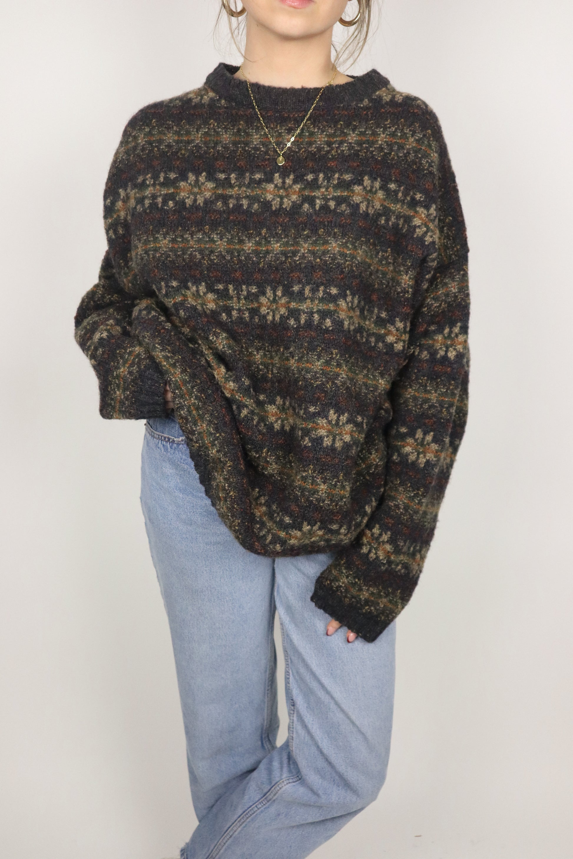 Made in USA x Vintage x Wool Patterned Sweater (L/XL)