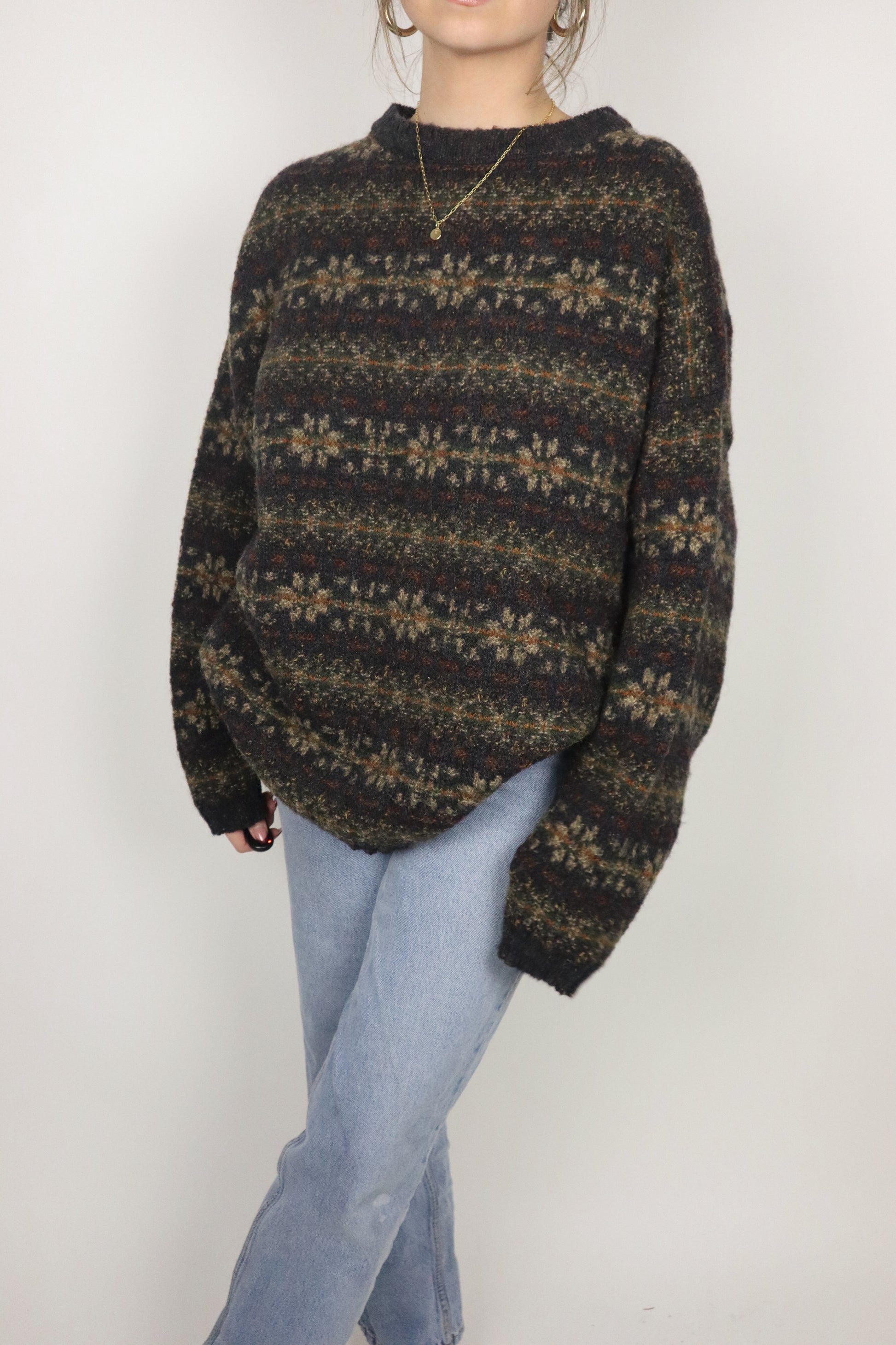 Made in USA x Vintage x Wool Patterned Sweater (L/XL)