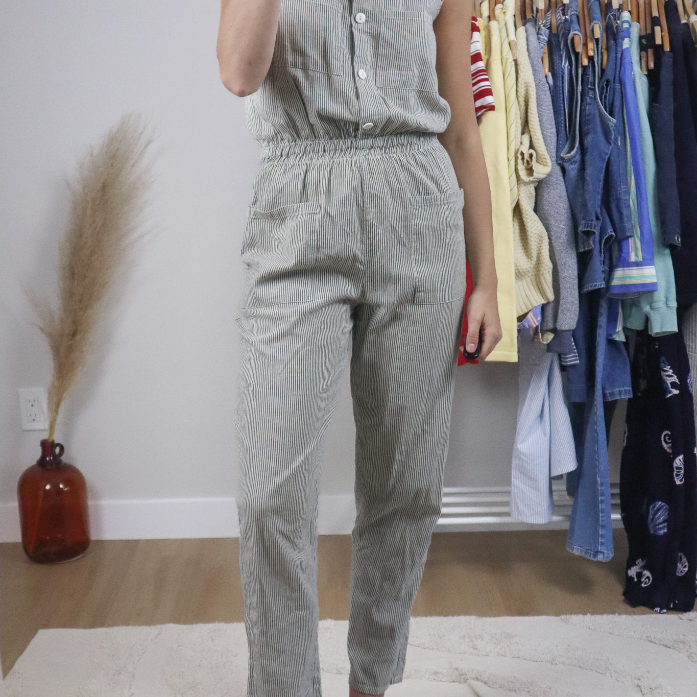 Vintage x Cotton Pinstriped Jumpsuit (S)