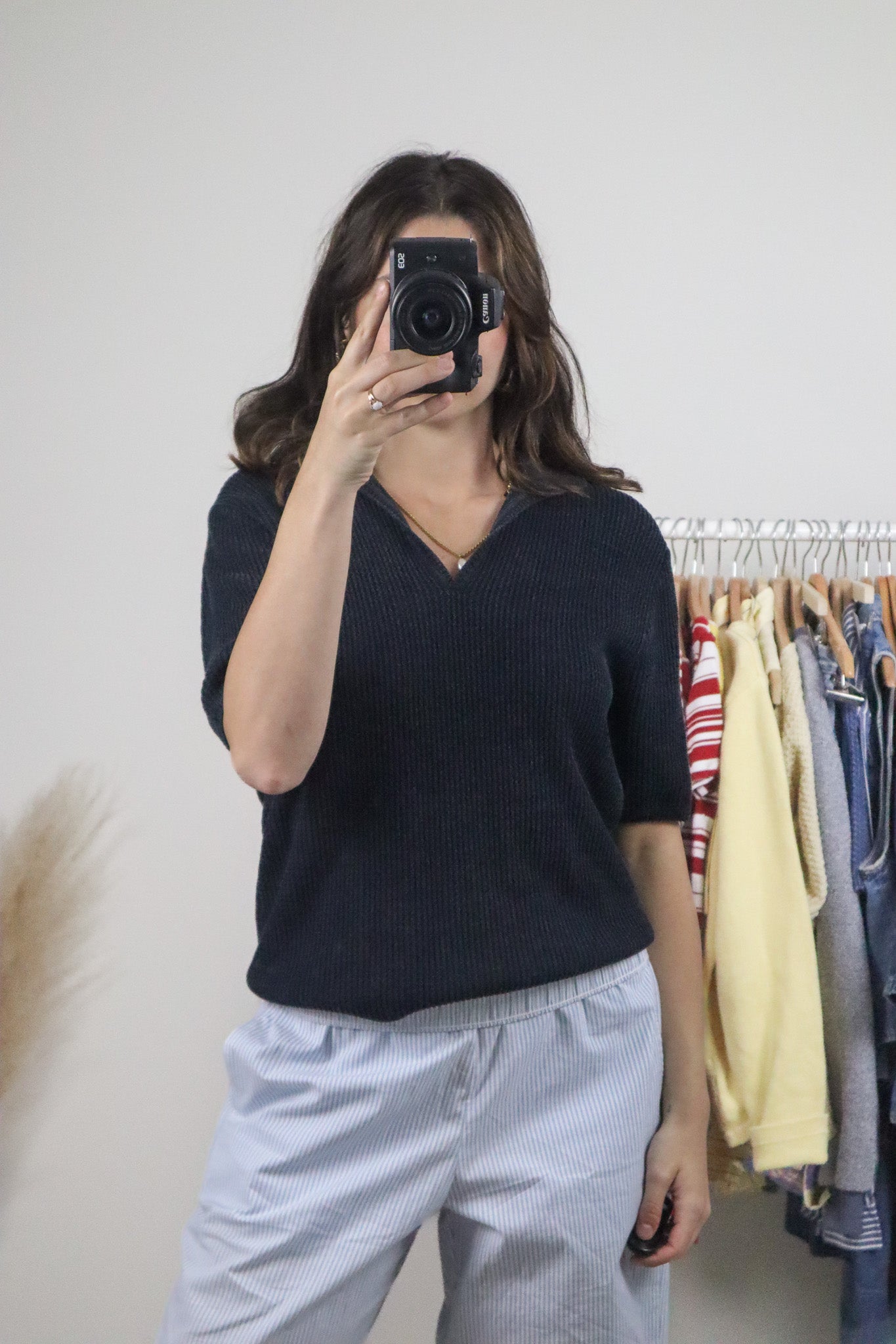 Vintage x Chunky Knit Collared Top (L)