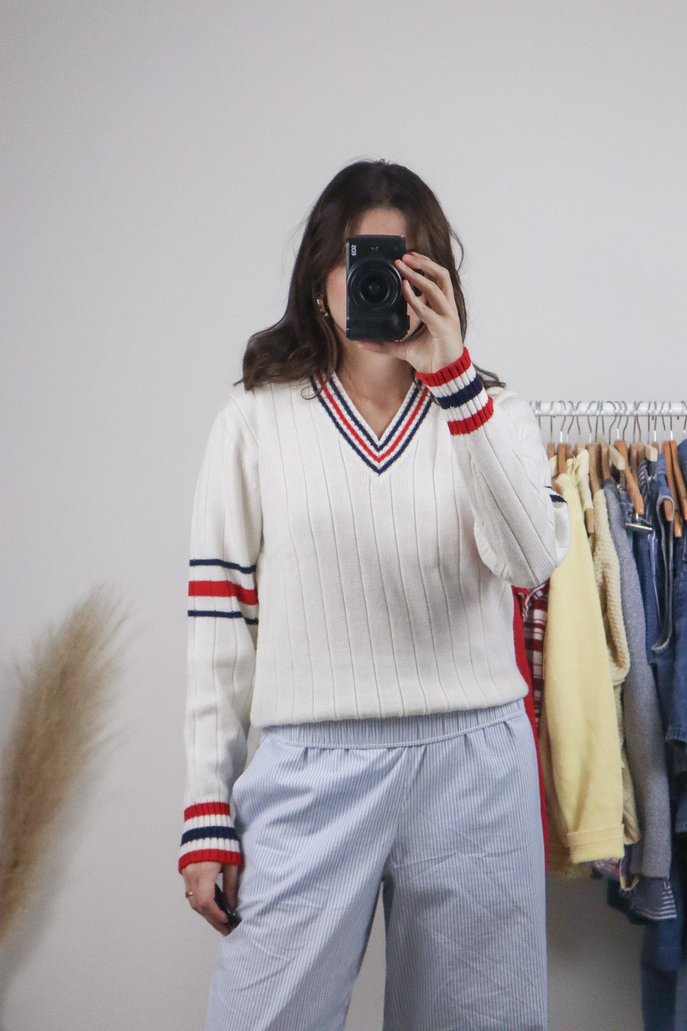 Vintage x Striped V-Neck Sweater (S/M)