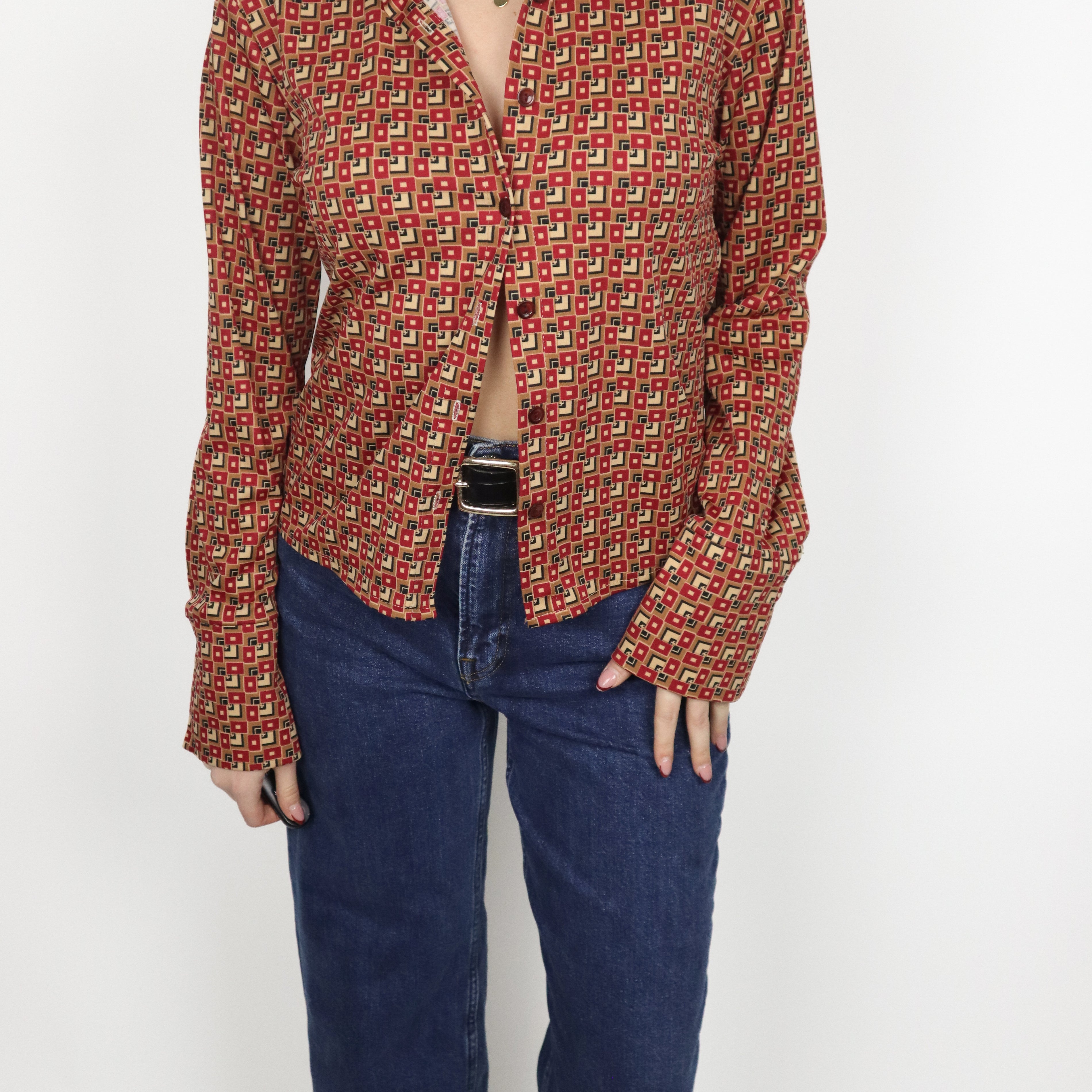 Made in Canada x Vintage x Geometric Button Up (S)