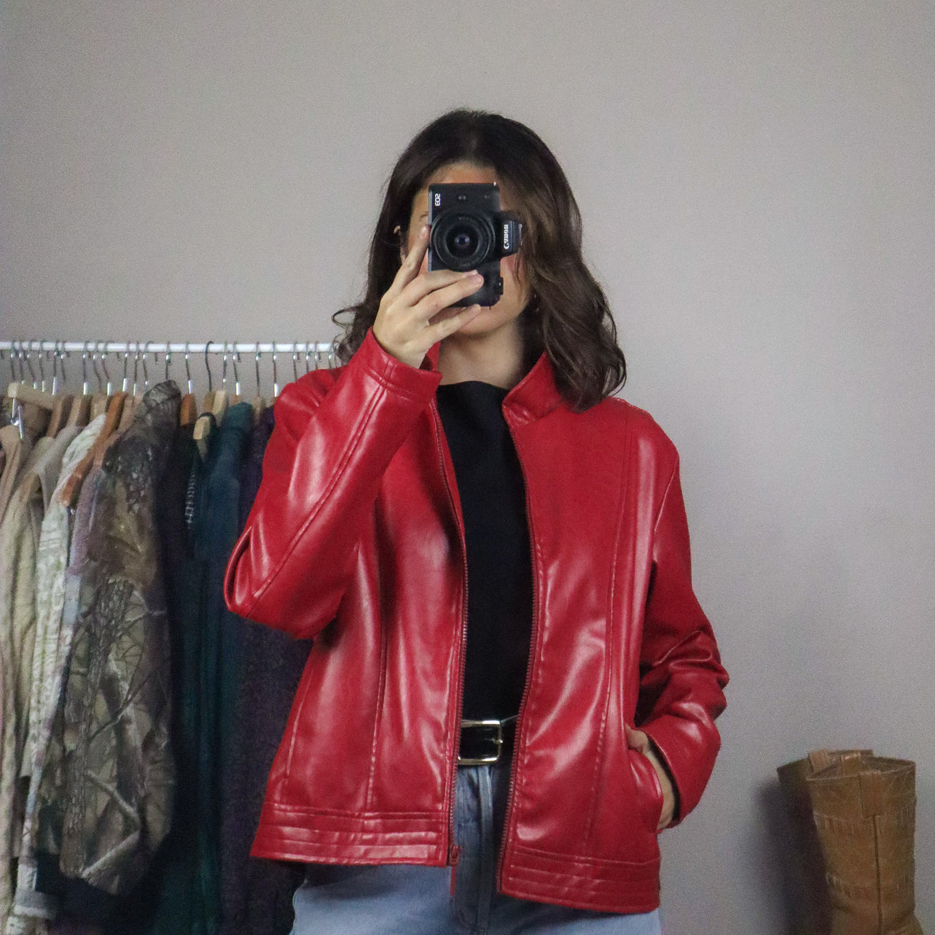 Made in Canada x Vintage x Faux Leather Red Jacket (S/M)