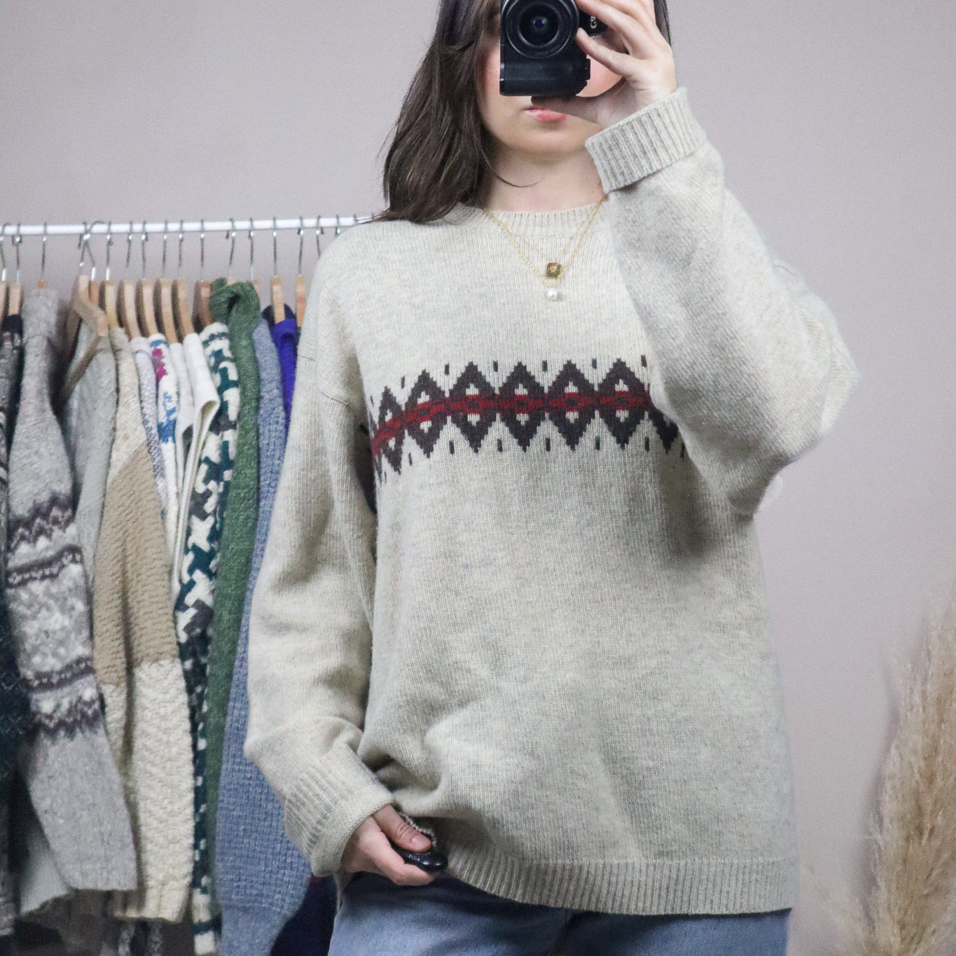 Vintage x Wool Patterend Knit (L)