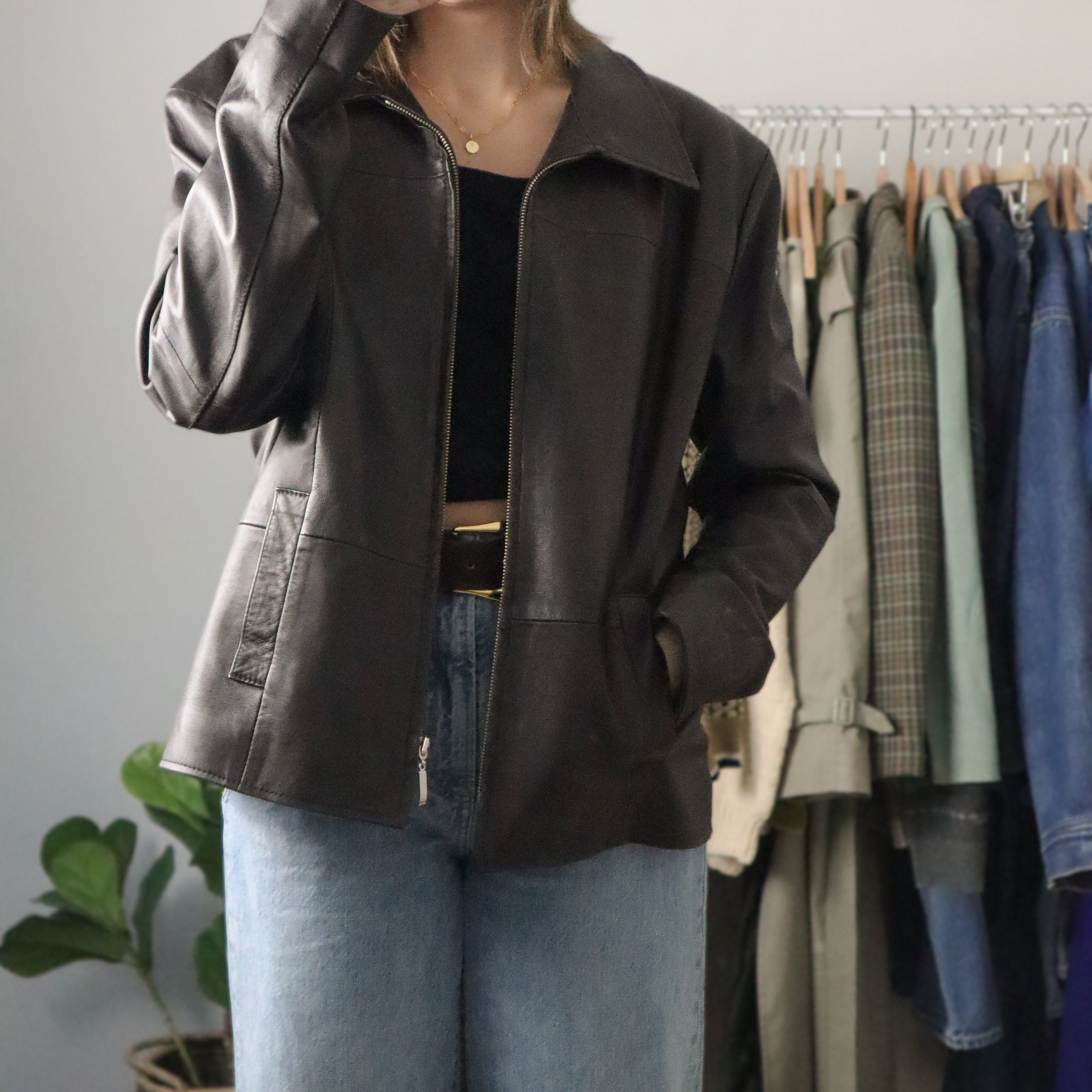 Made in Turkey x Vintage x Collared Leather Jacket (M)