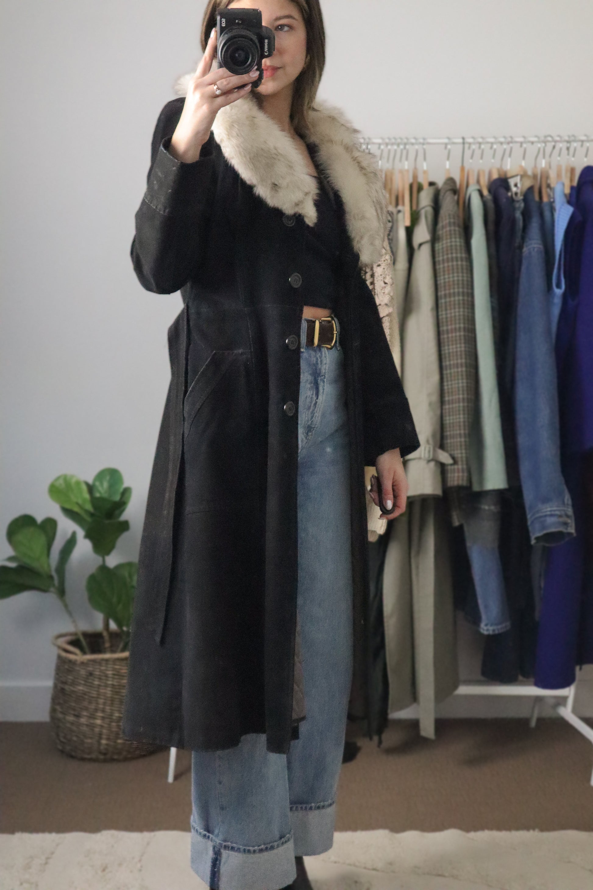 Made in Canada x Vintage 70s x Suede Fur Collared Jacket (XS/S)