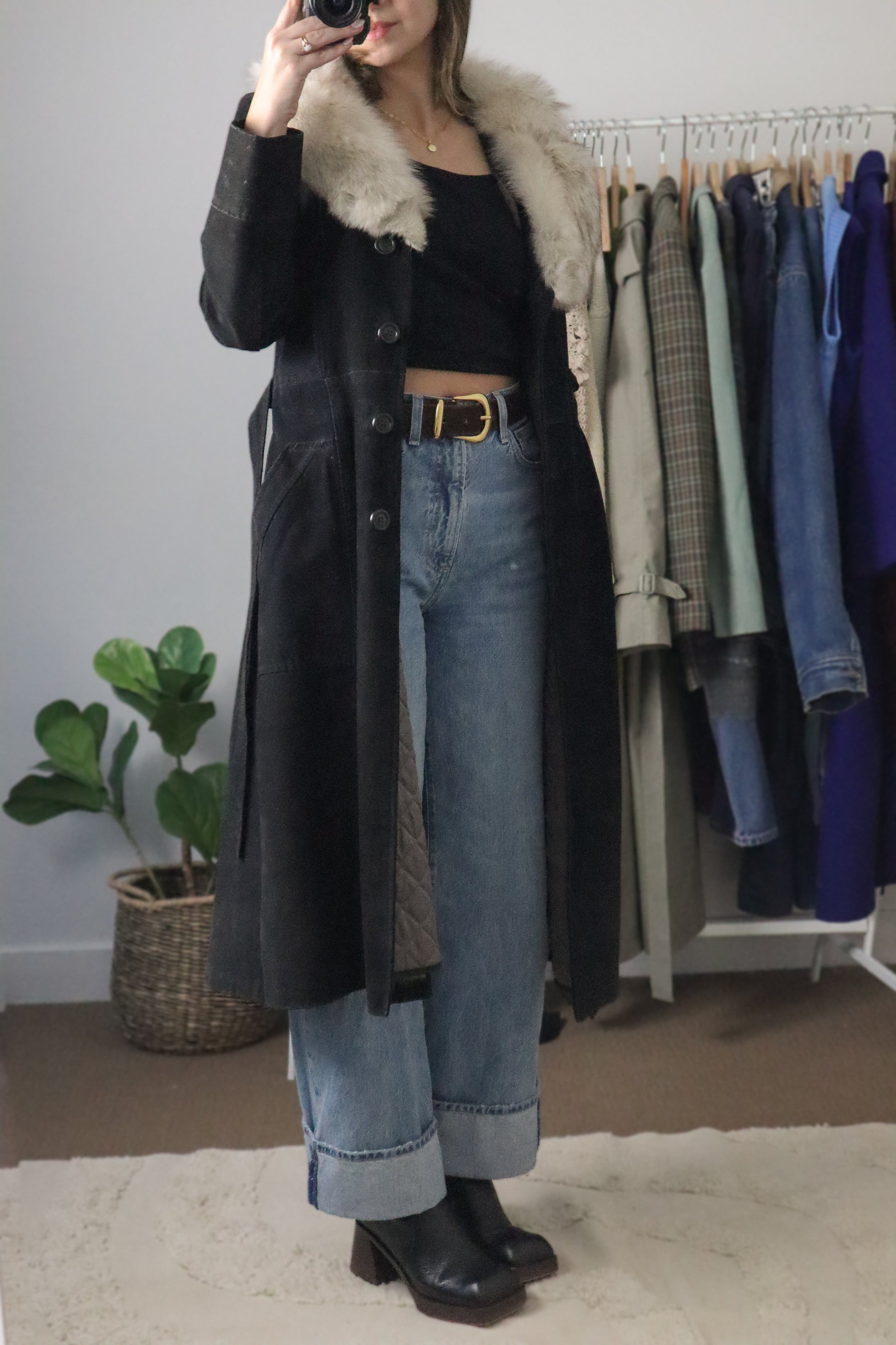 Made in Canada x Vintage 70s x Suede Fur Collared Jacket (XS/S)