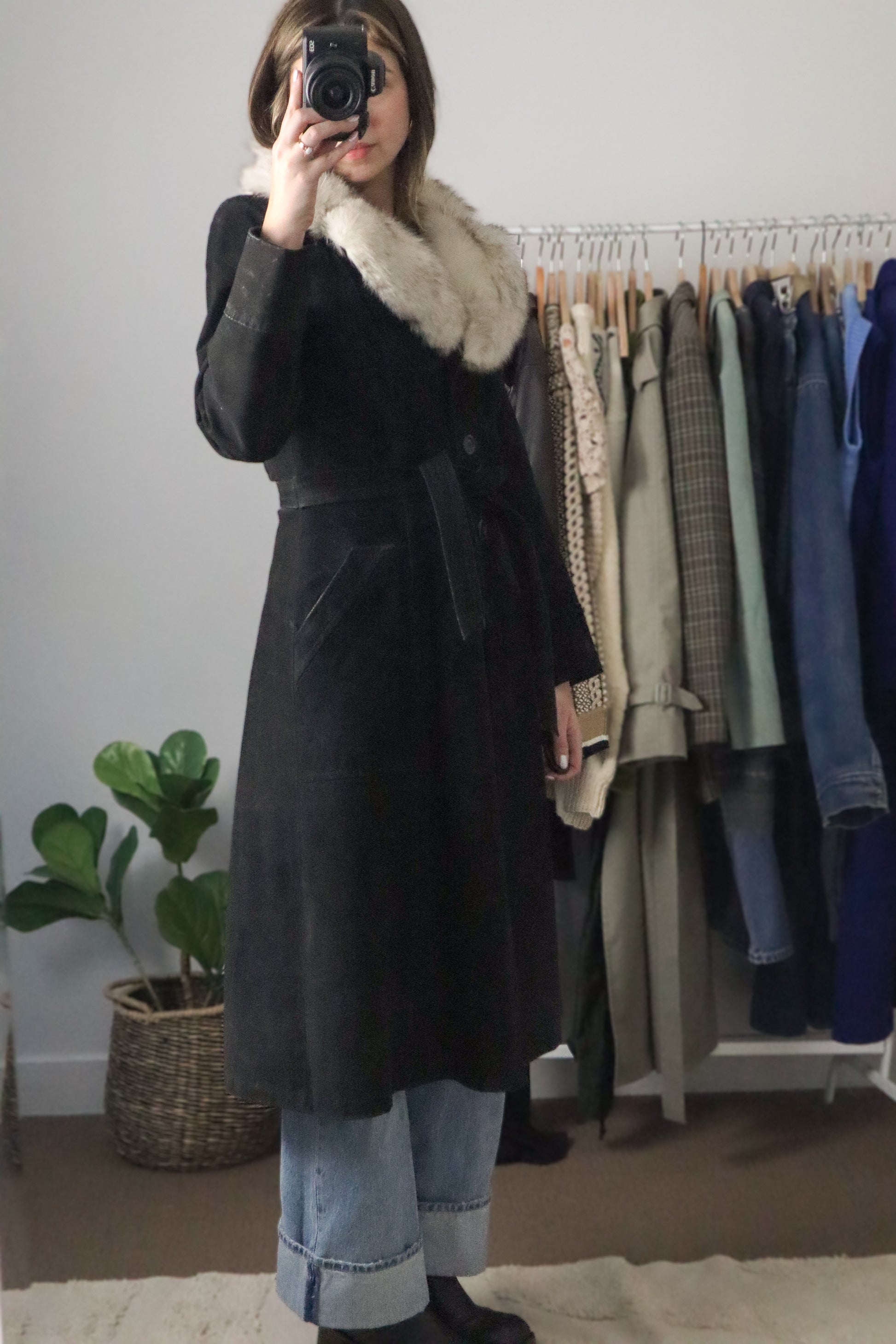 Made in Canada x Vintage 70s x Suede Fur Collared Jacket (XS/S)