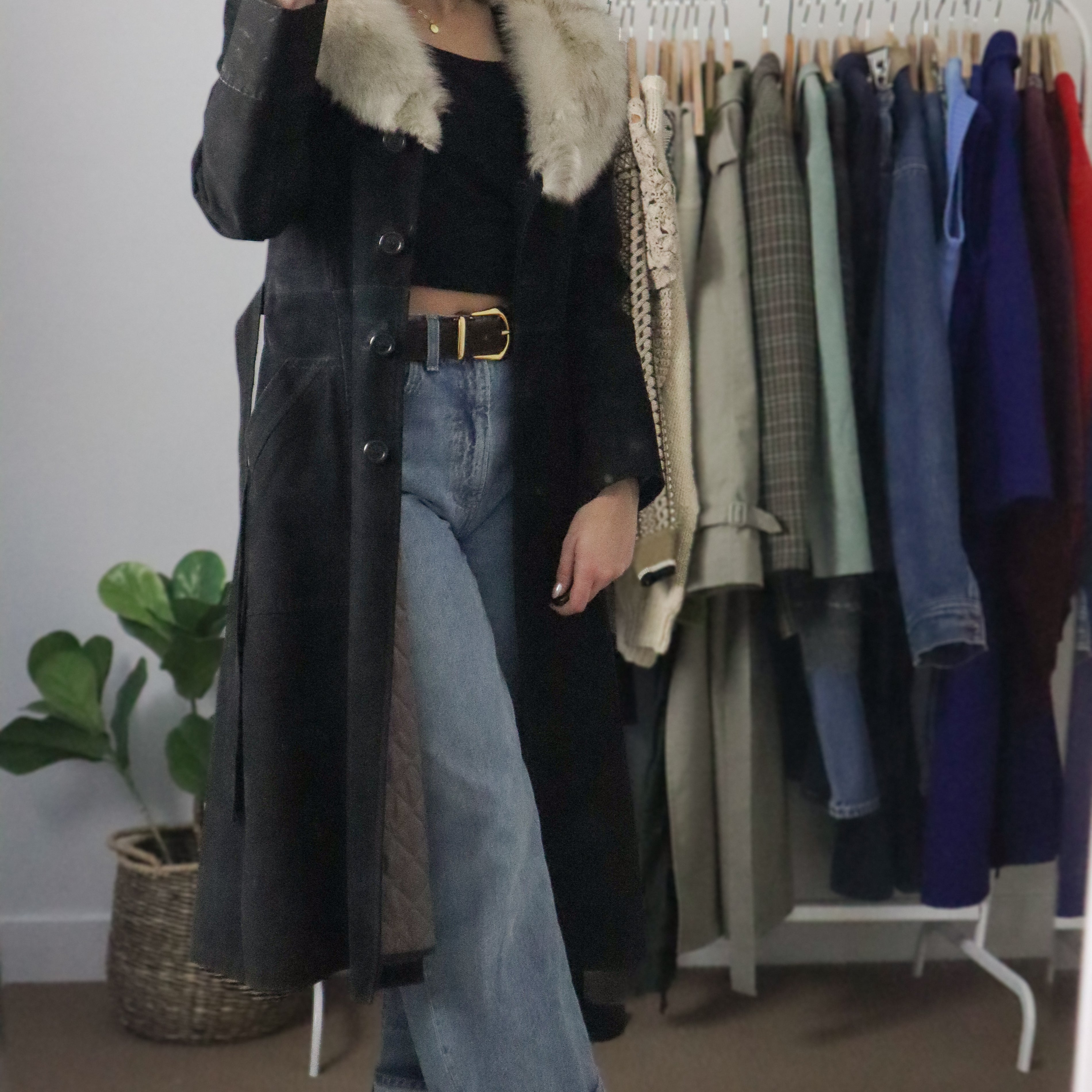 Made in Canada x Vintage 70s x Suede Fur Collared Jacket (XS/S)
