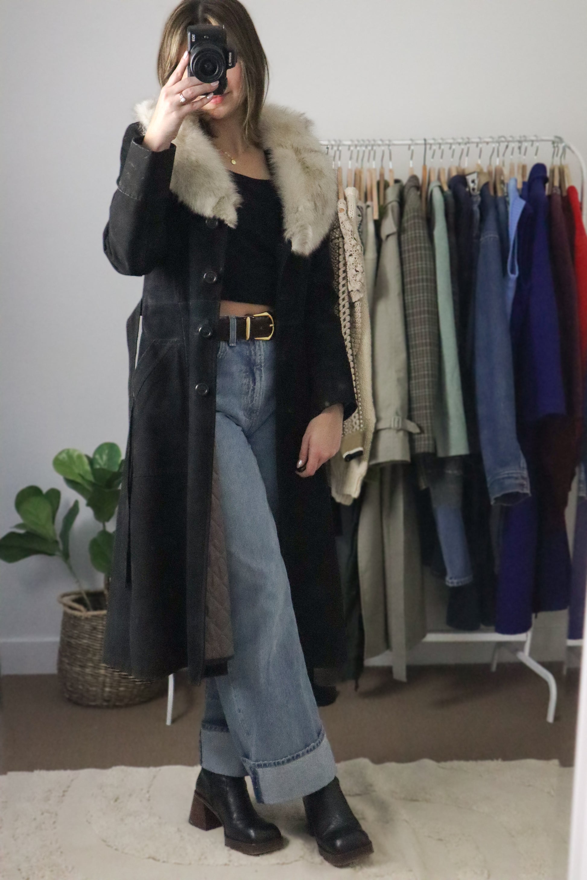 Made in Canada x Vintage 70s x Suede Fur Collared Jacket (XS/S)