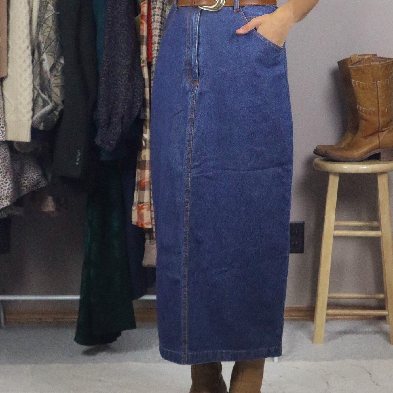 Vintage x Denim Maxi Skirt (6/8)