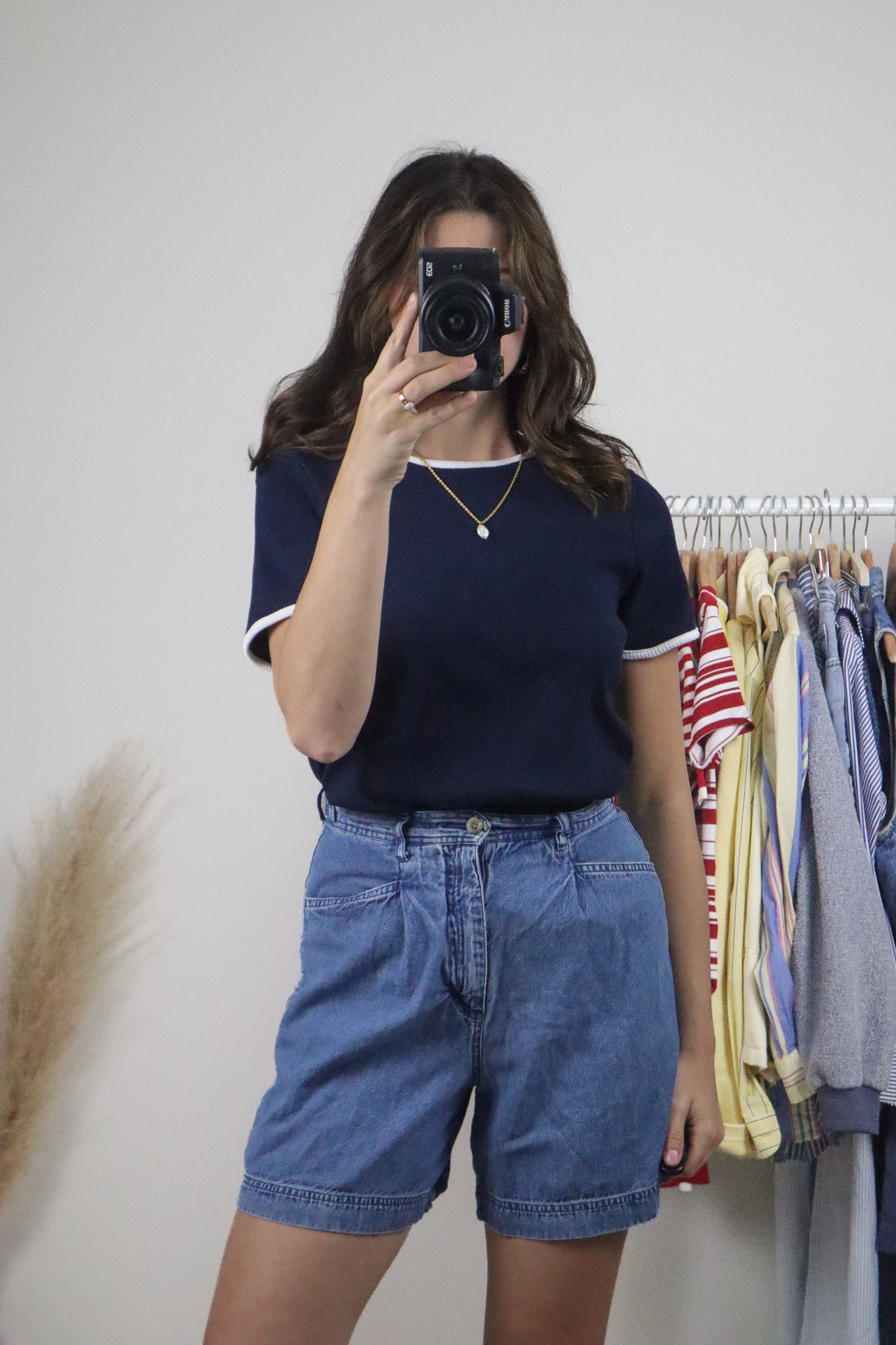 Made in Canada x Vintage x Contrast Ribbed T-Shirt (M)