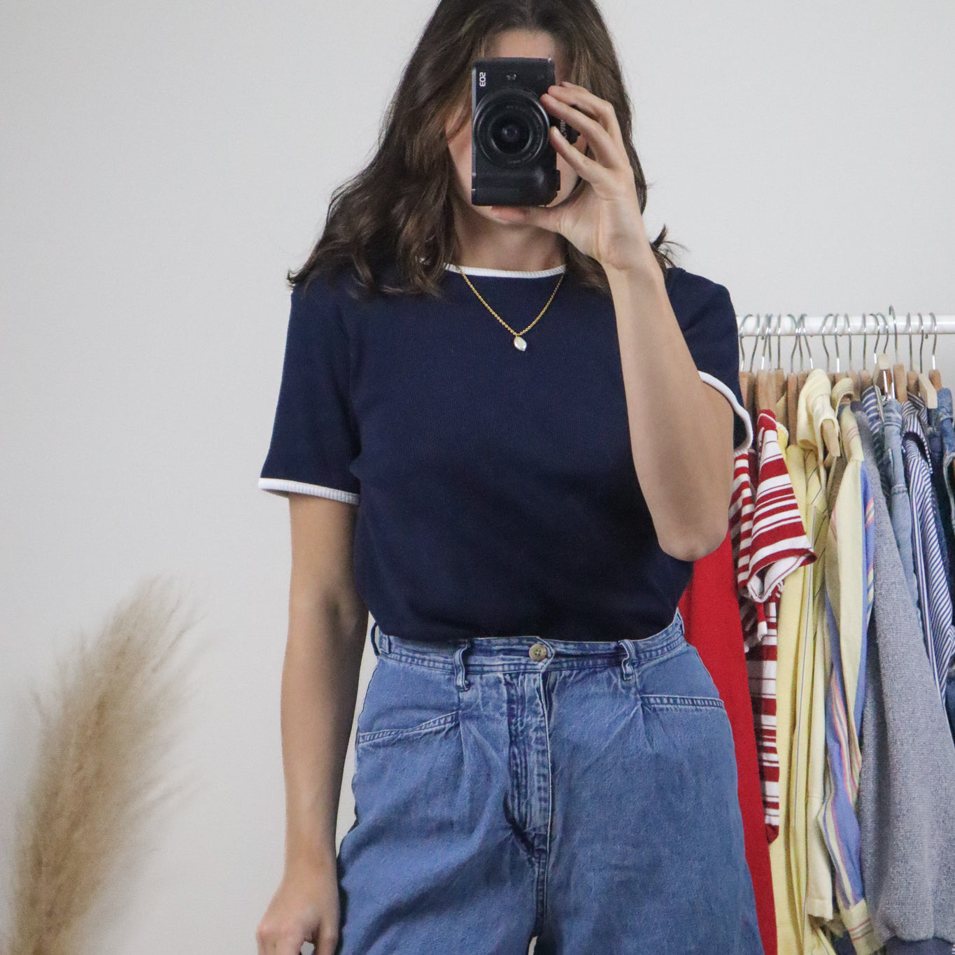 Made in Canada x Vintage x Contrast Ribbed T-Shirt (M)