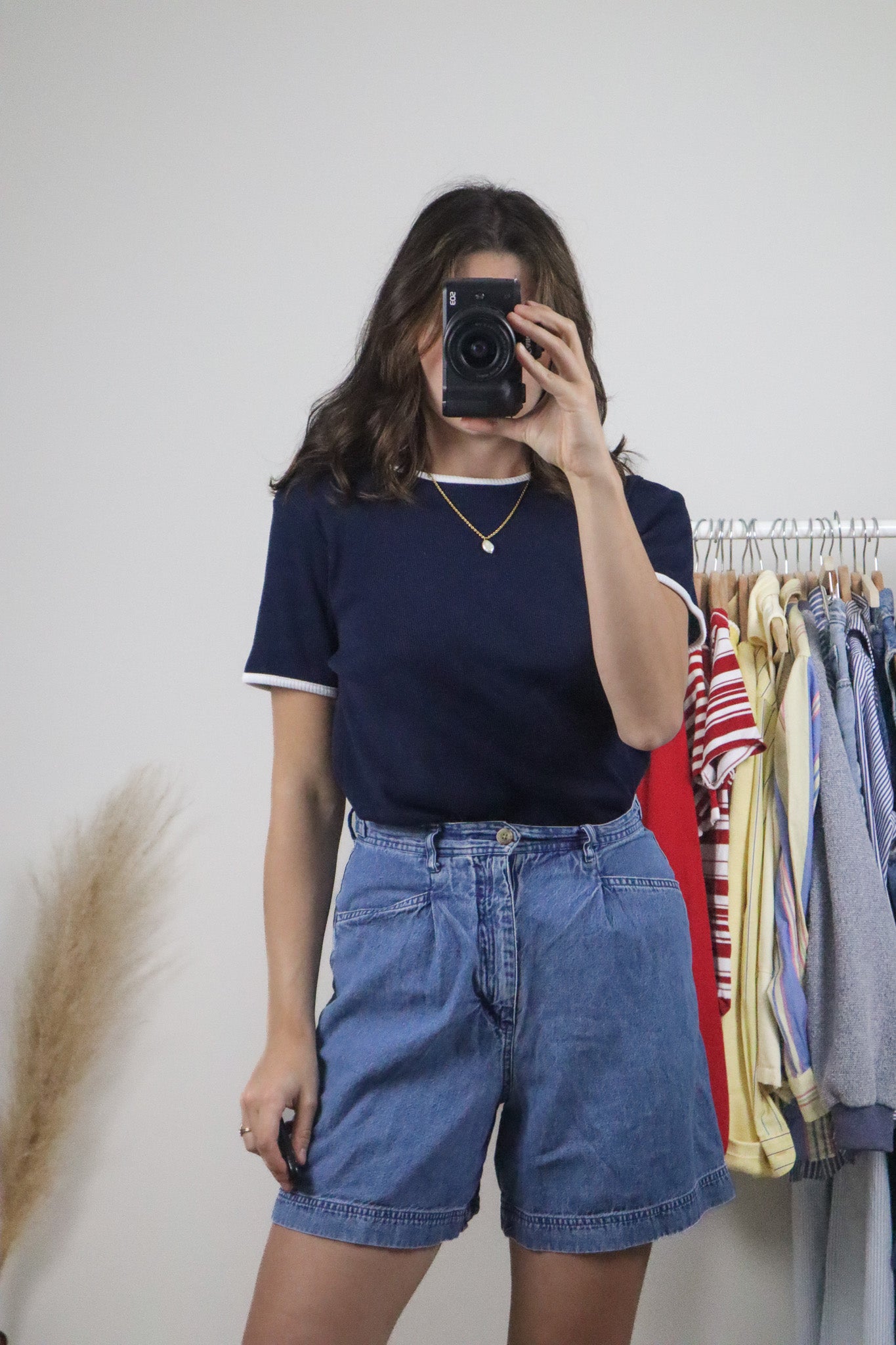 Made in Canada x Vintage x Contrast Ribbed T-Shirt (M)