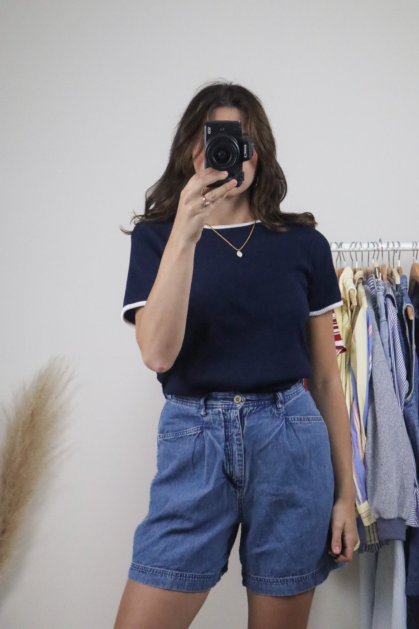 Made in Canada x Vintage x Contrast Ribbed T-Shirt (M)