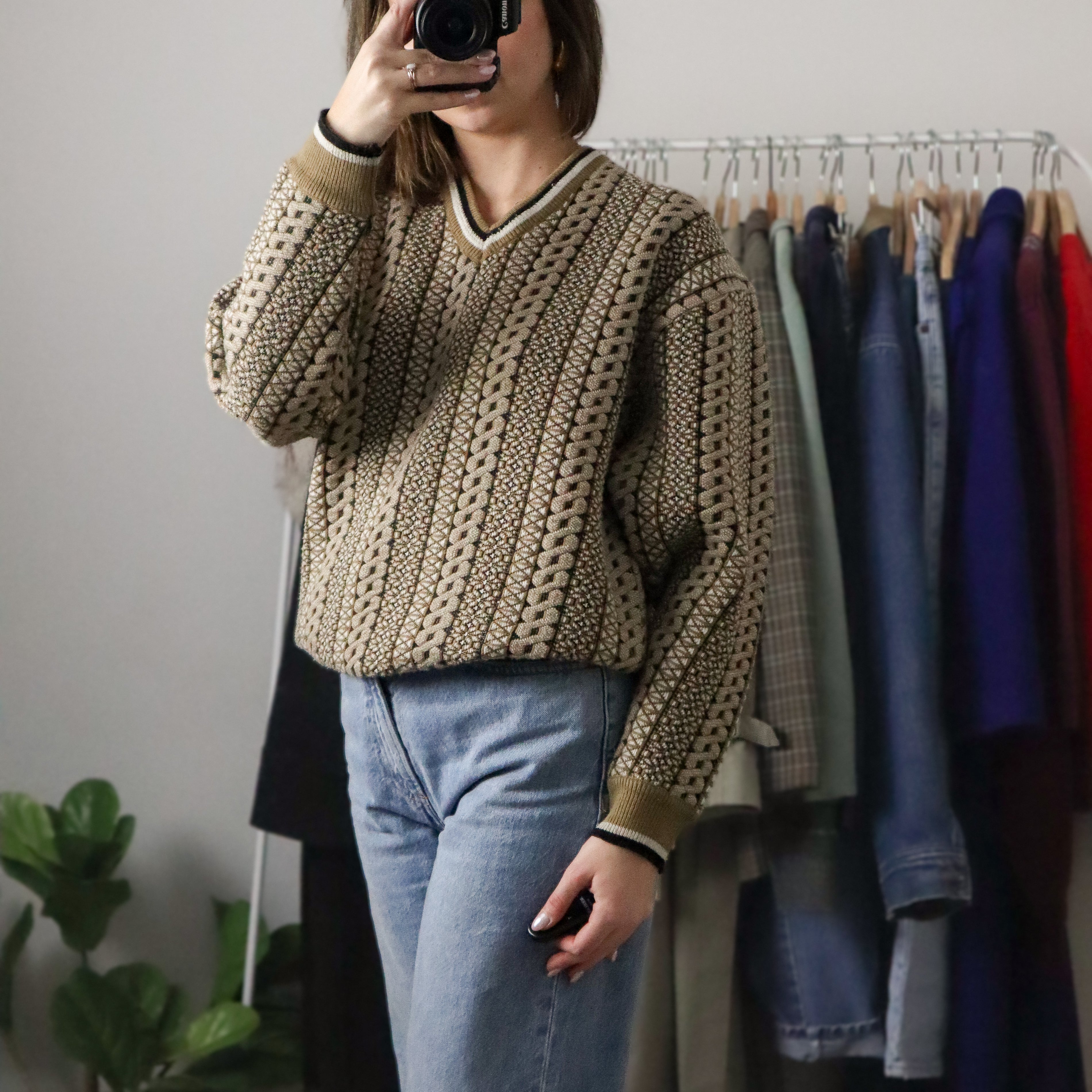 Vintage x Patterned Knit (S/M)