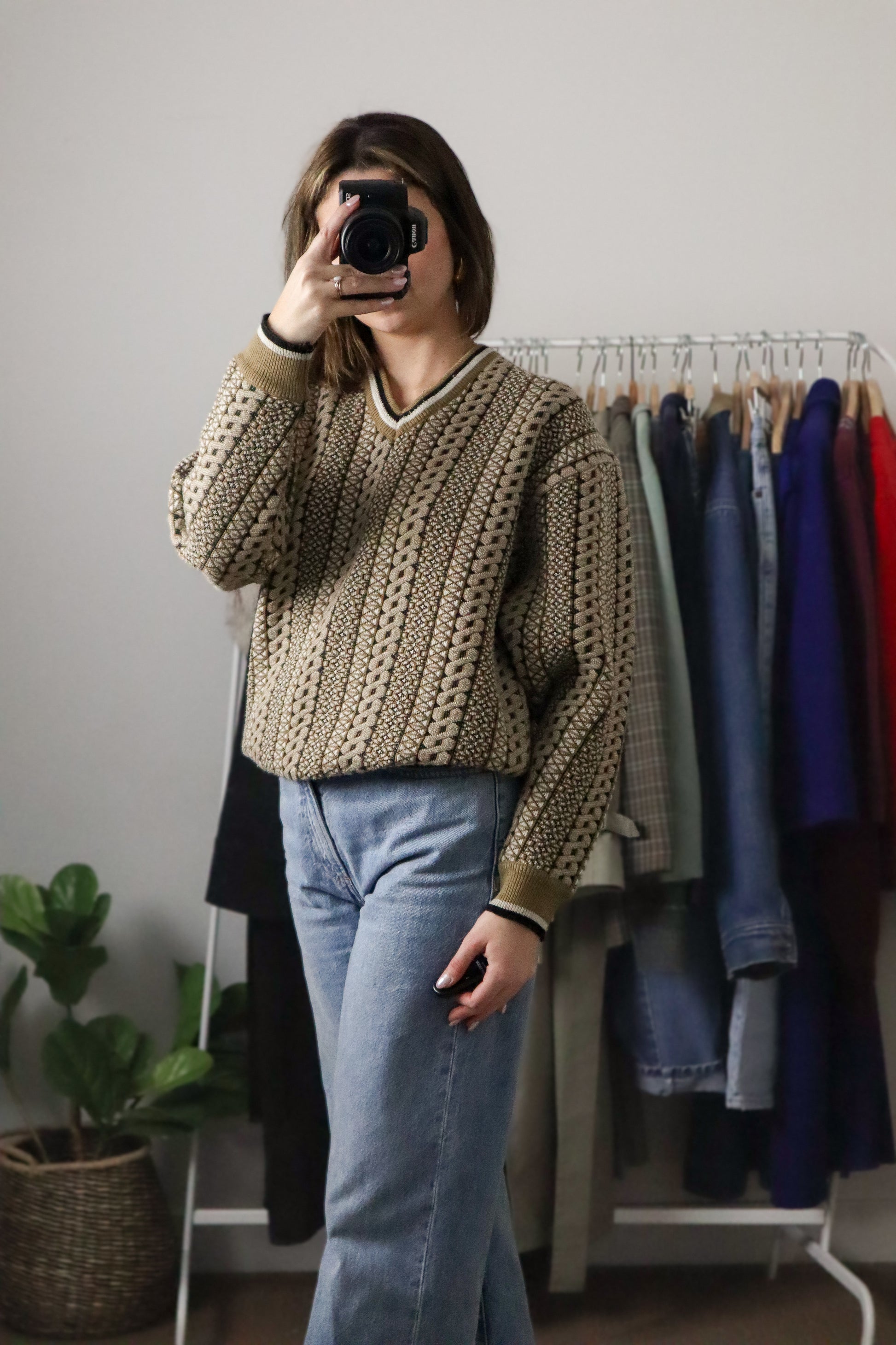 Vintage x Patterned Knit (S/M)
