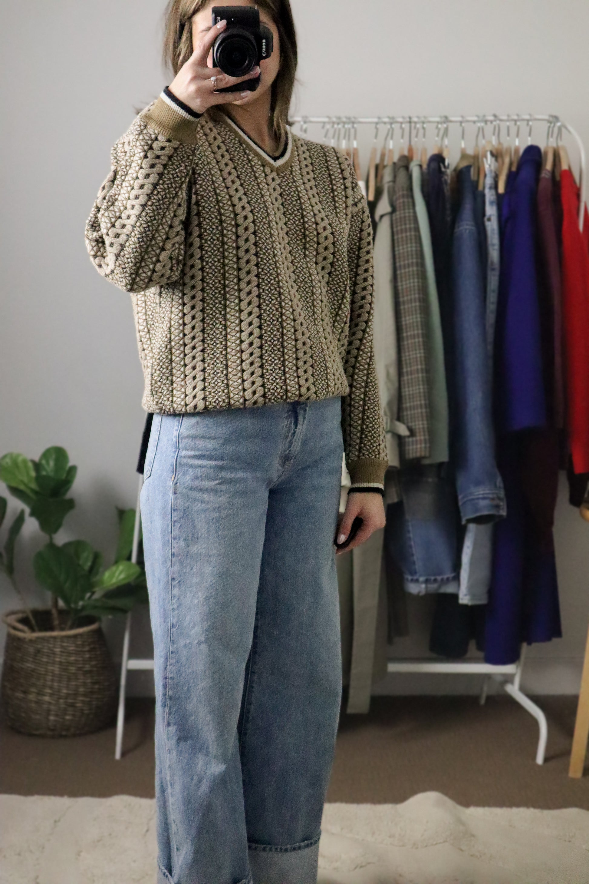 Vintage x Patterned Knit (S/M)