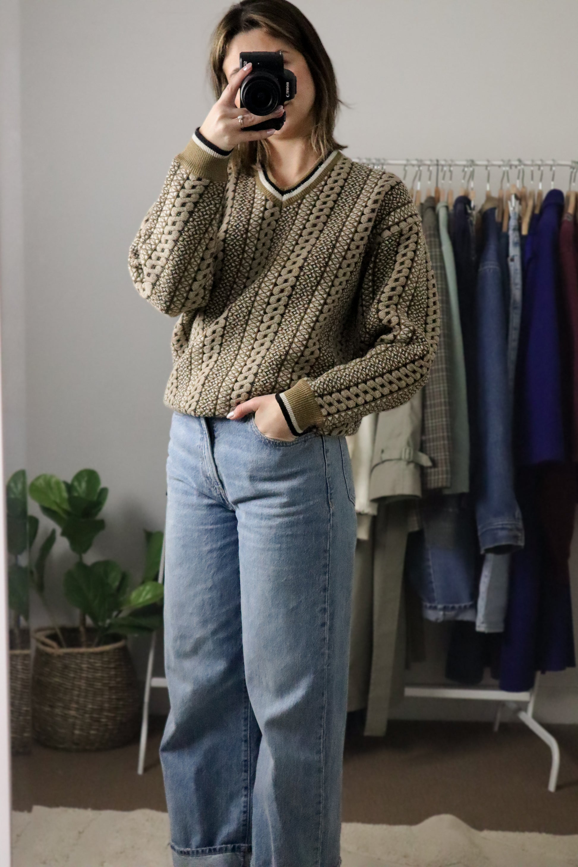 Vintage x Patterned Knit (S/M)