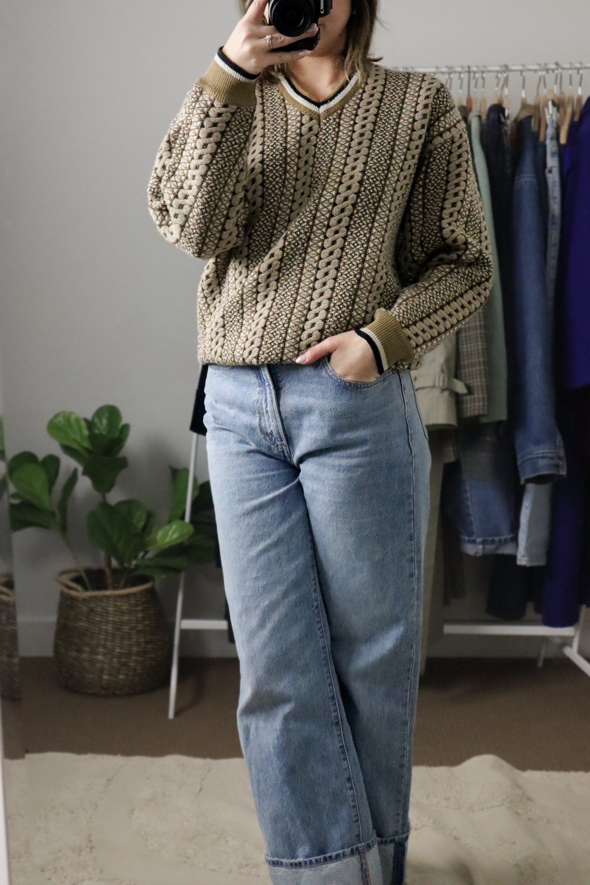 Vintage x Patterned Knit (S/M)