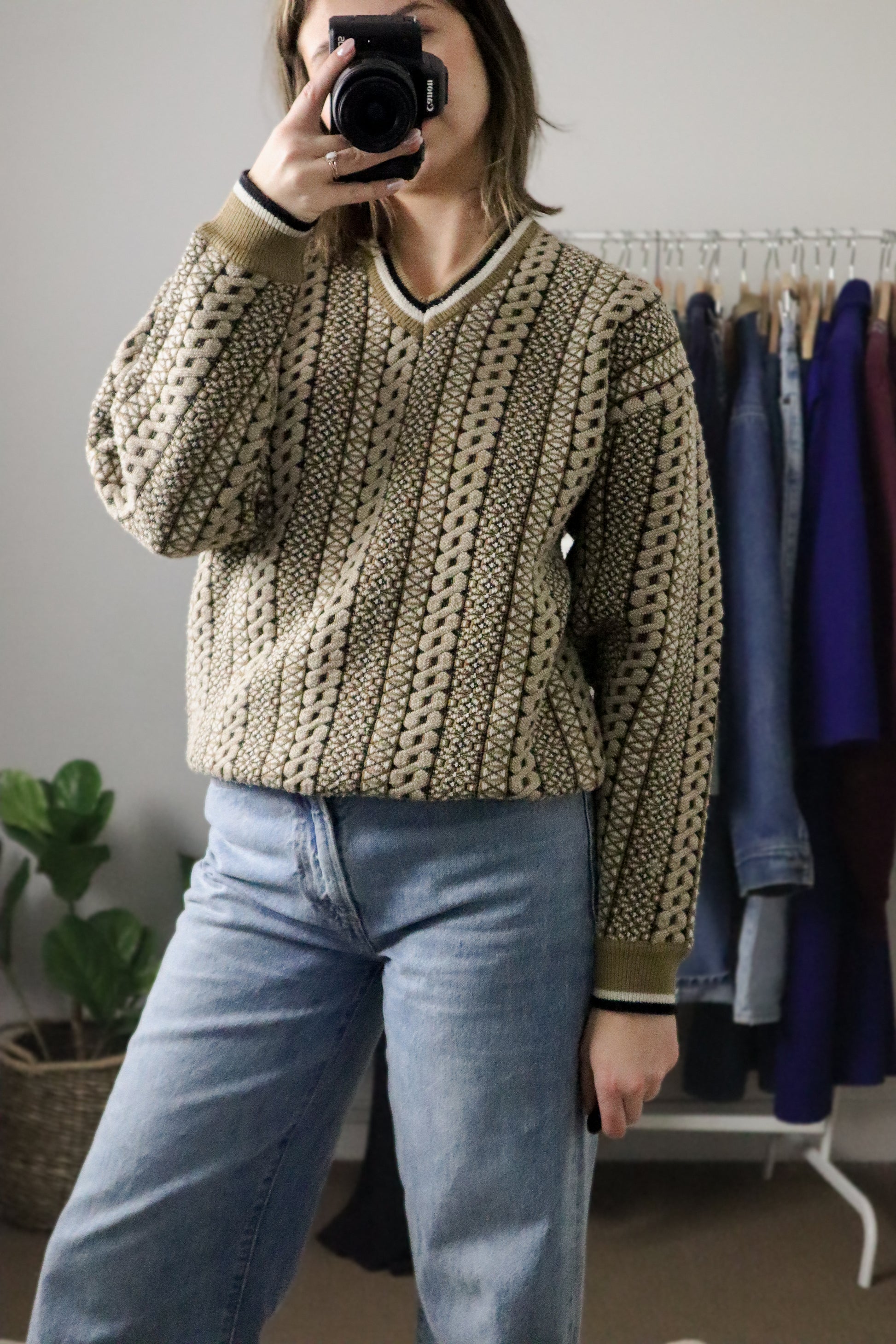 Vintage x Patterned Knit (S/M)
