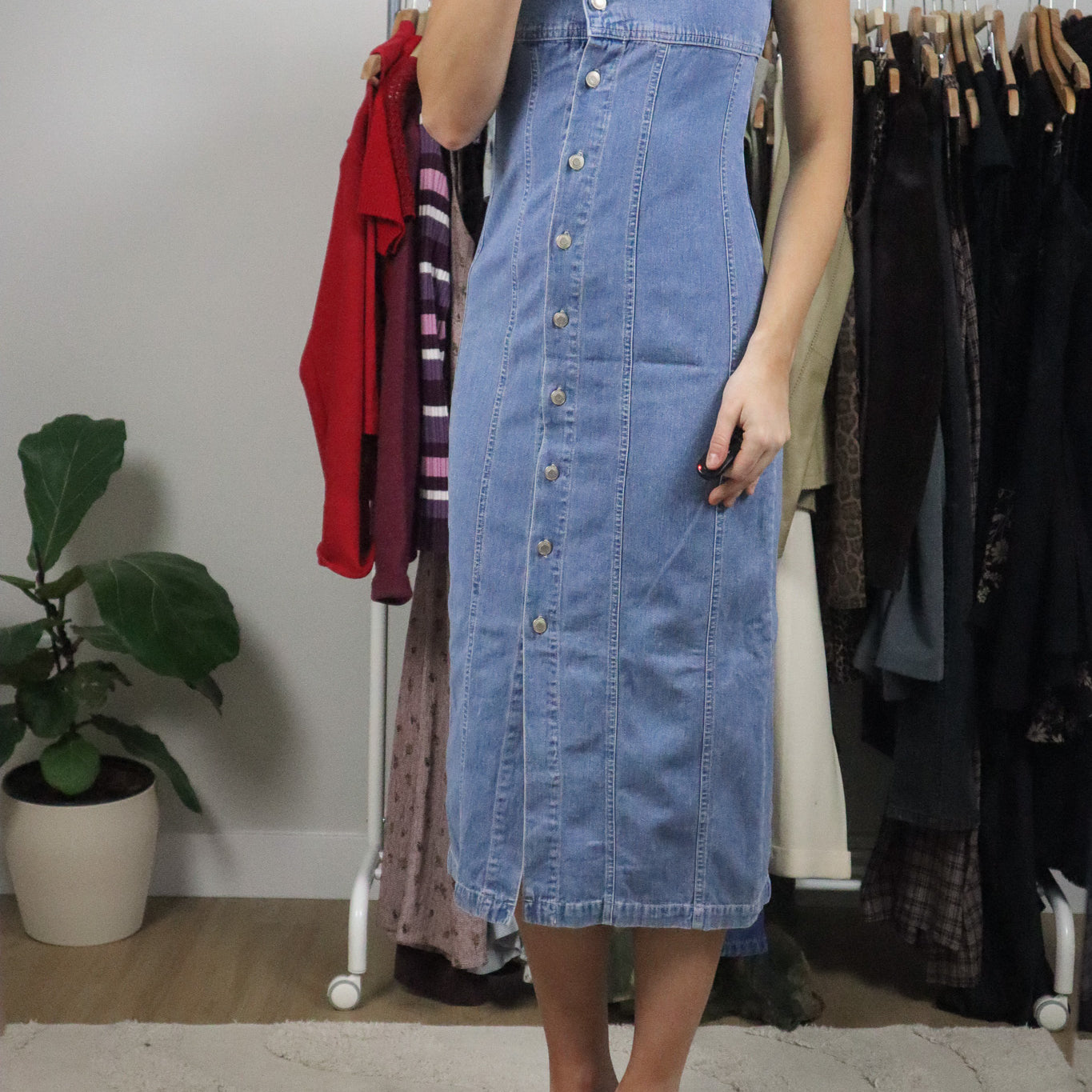 Vintage x 90s Denim Maxi Dress (XS)