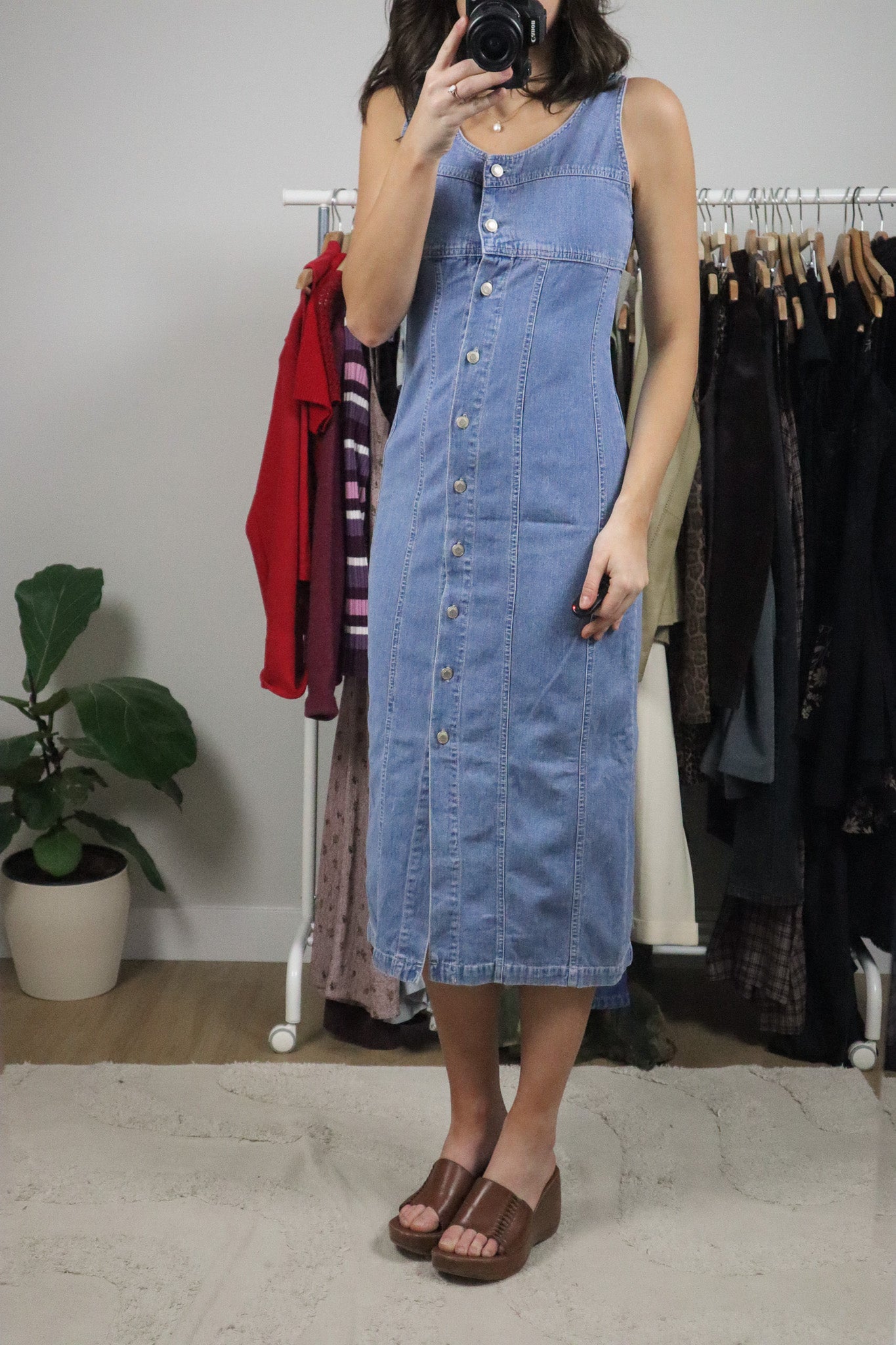 Vintage x 90s Denim Maxi Dress (XS)