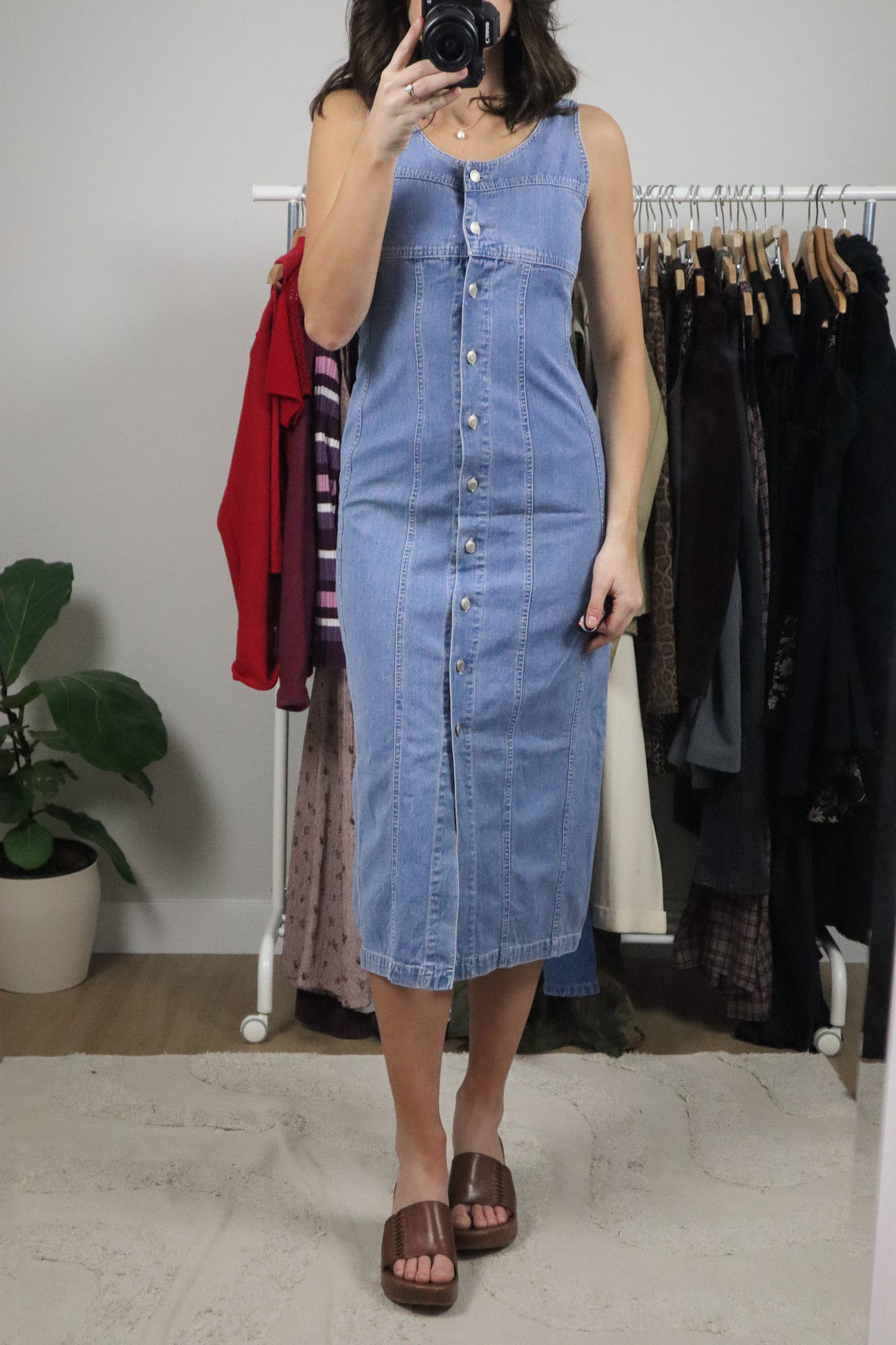 Vintage x 90s Denim Maxi Dress (XS)