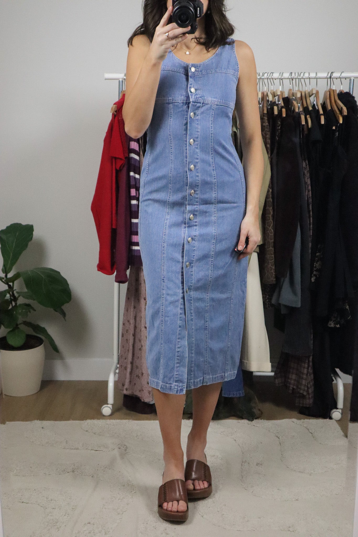 Vintage x 90s Denim Maxi Dress (XS)