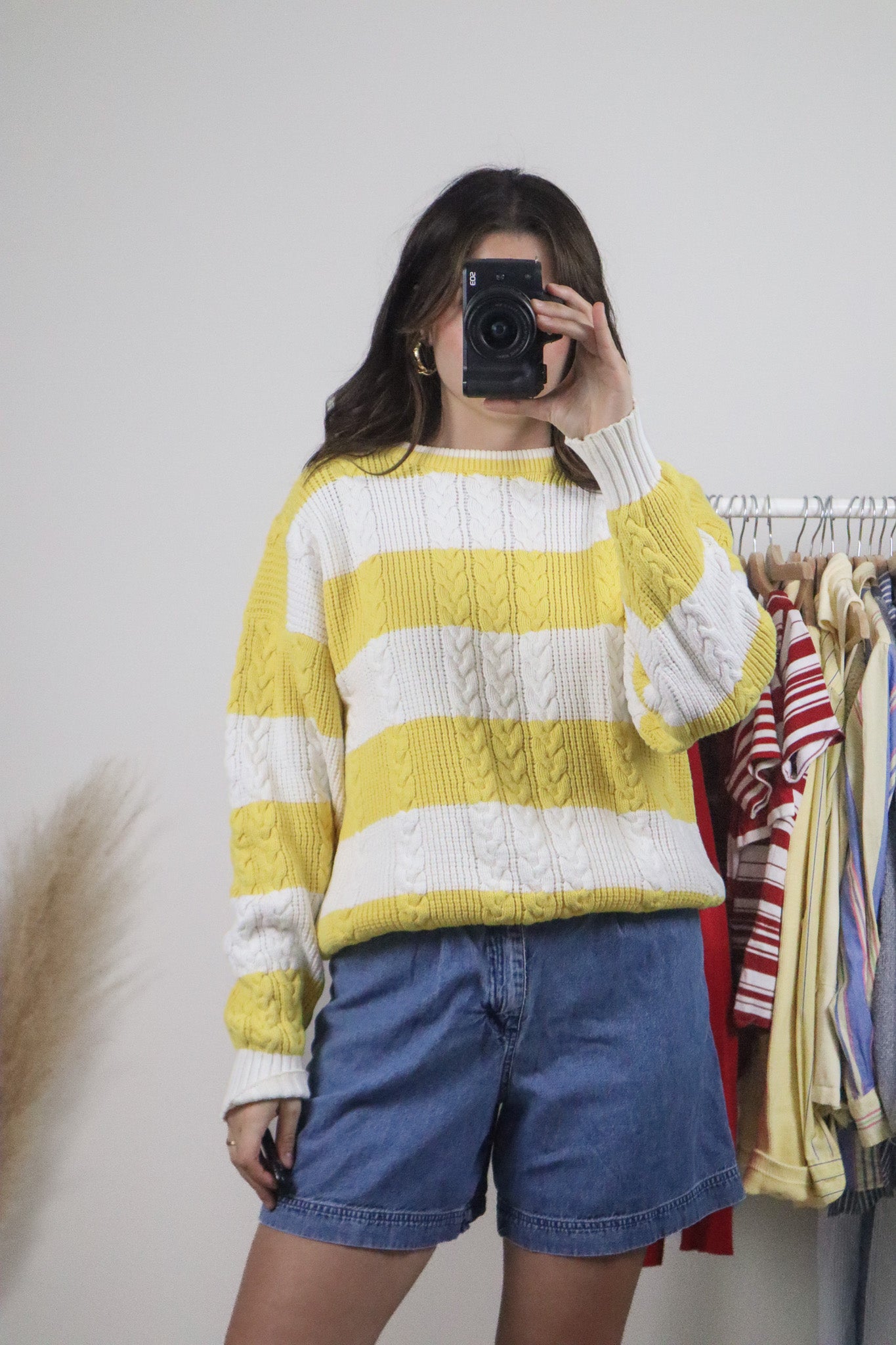 Vintage x Cotton Striped Chunky Knit Sweater (M)
