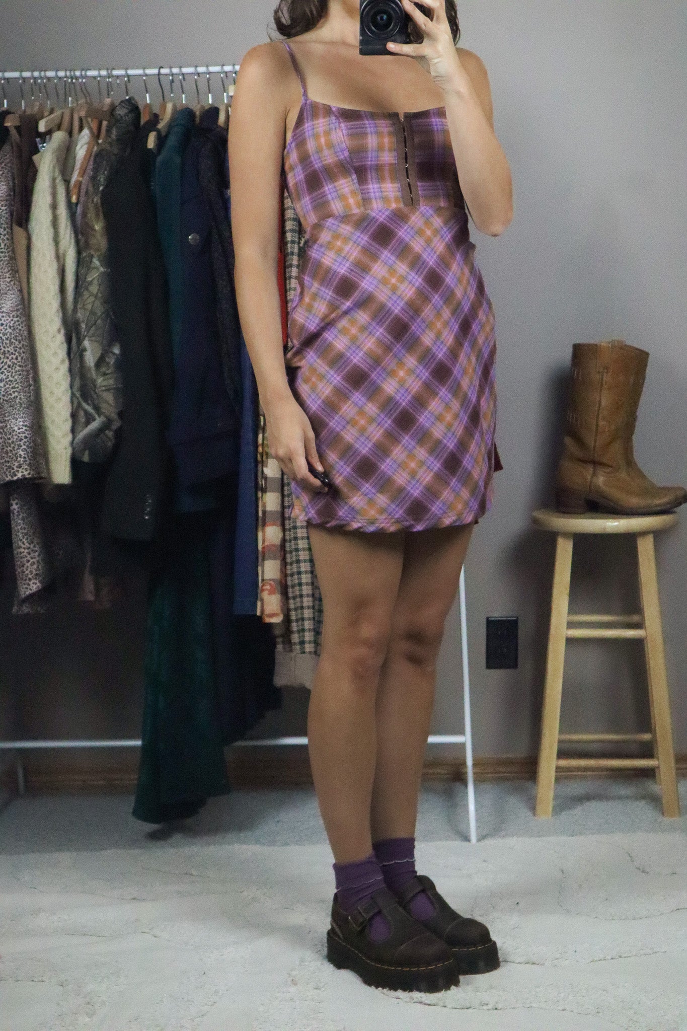 Modern x UO Plaid Mini Dress (XS)