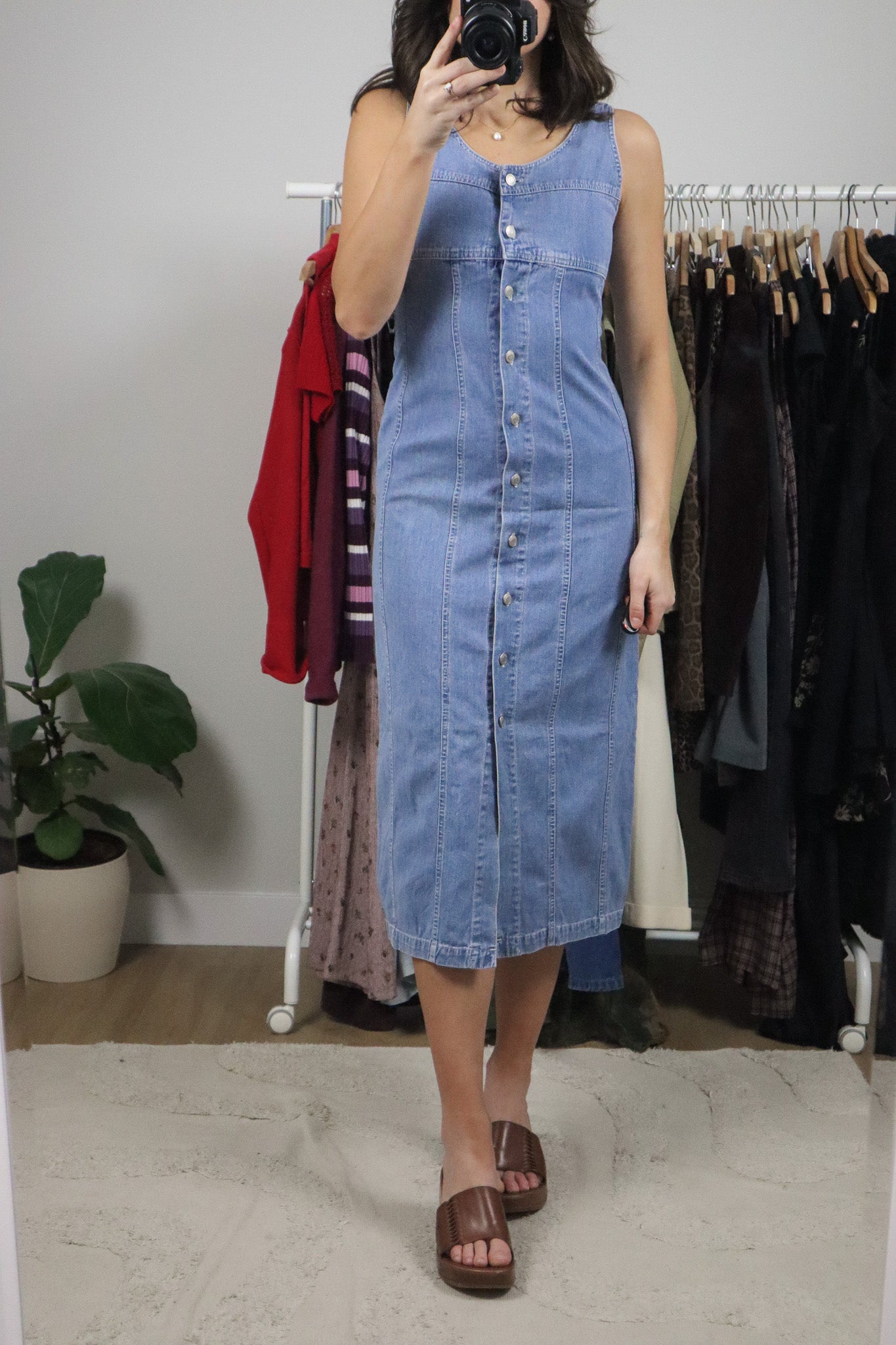 Vintage x 90s Denim Maxi Dress (XS)