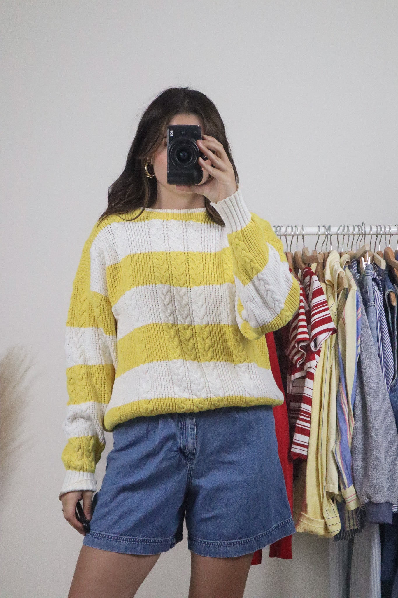 Vintage x Cotton Striped Chunky Knit Sweater (M)