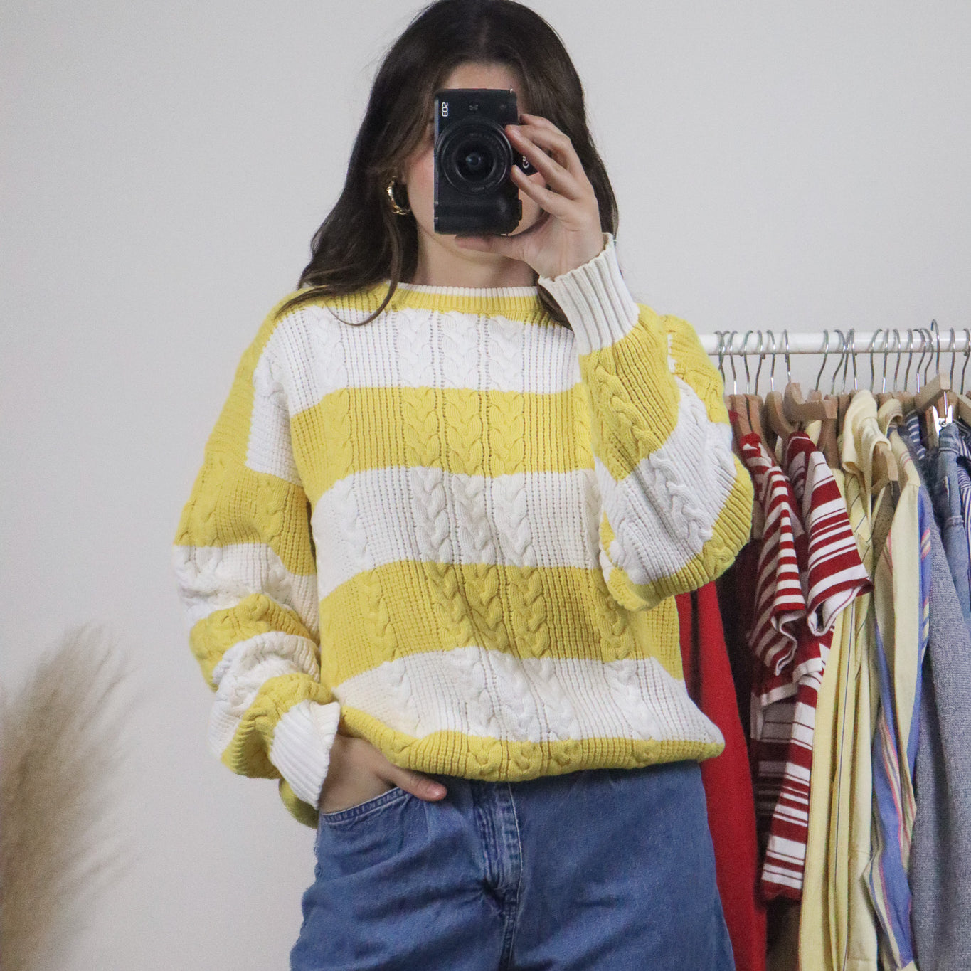 Vintage x Cotton Striped Chunky Knit Sweater (M)