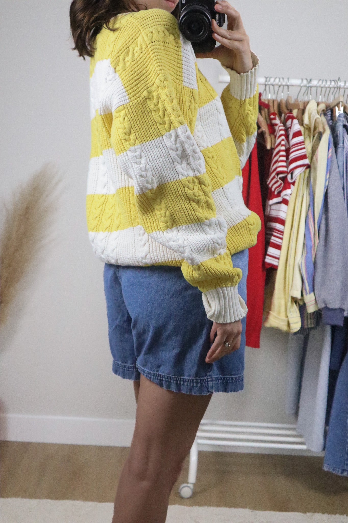 Vintage x Cotton Striped Chunky Knit Sweater (M)