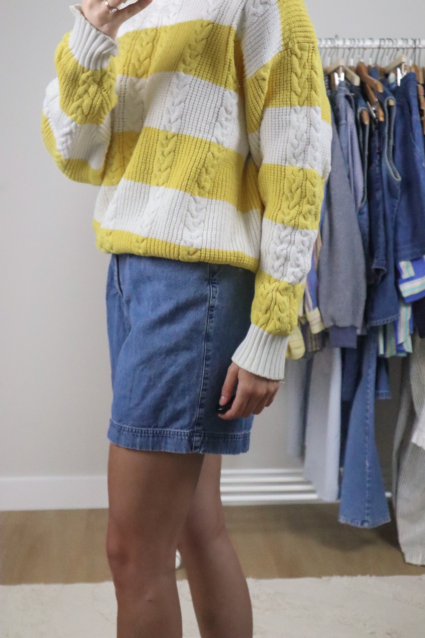Vintage x Cotton Striped Chunky Knit Sweater (M)