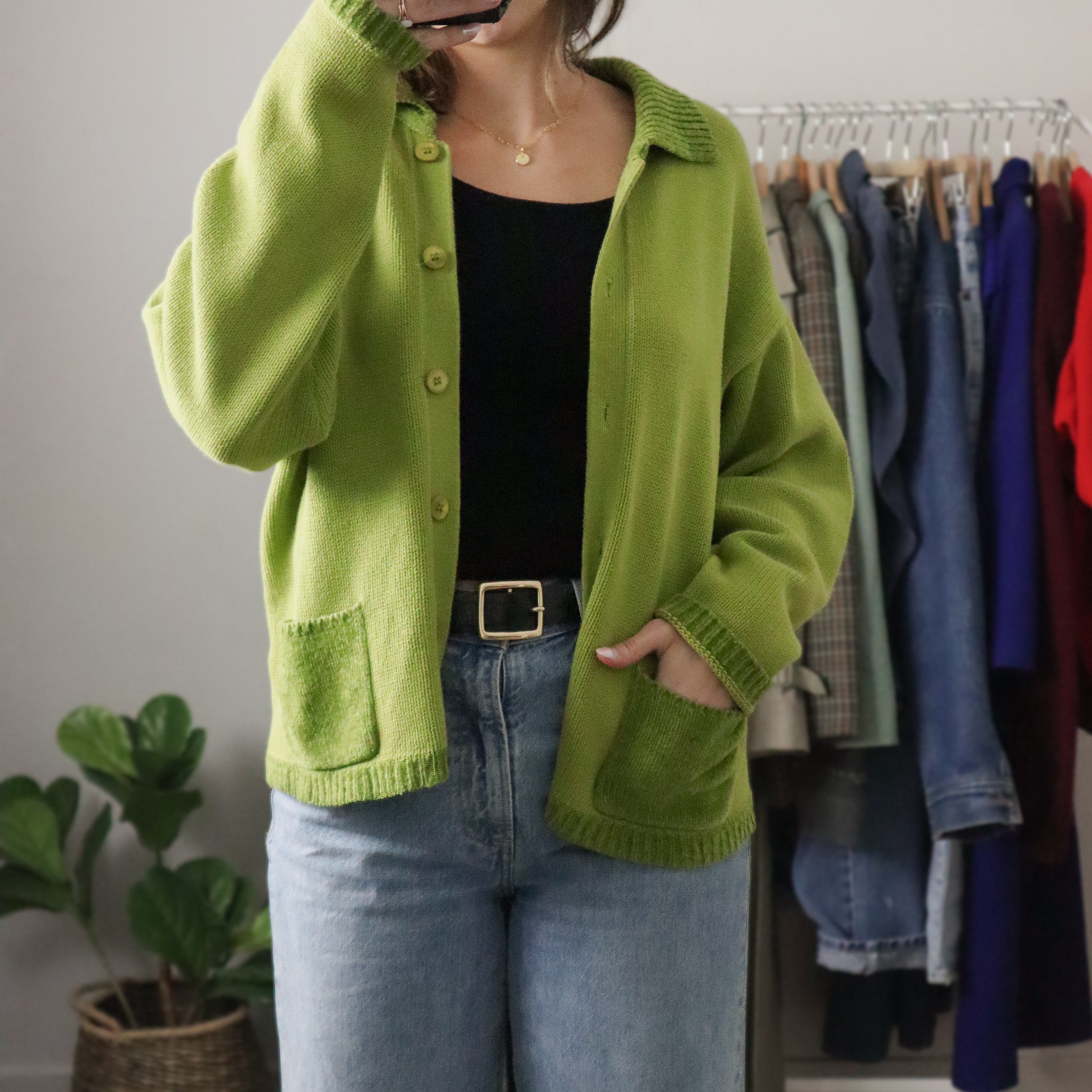 Vintage x Collared Cardigan (S/M)